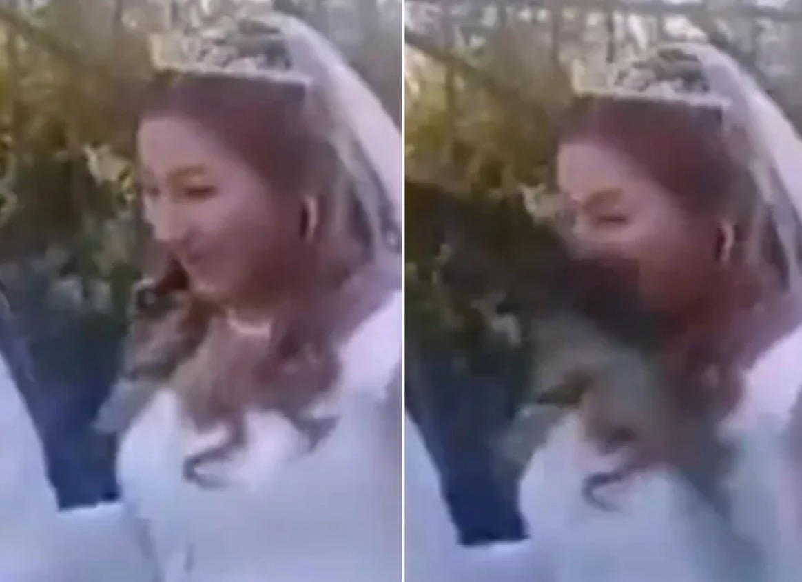 玻利維亞一對新人正在進行婚禮，未料新郎前女友突然闖入潑糞，毀了大喜之日。（翻攝自Youtube）