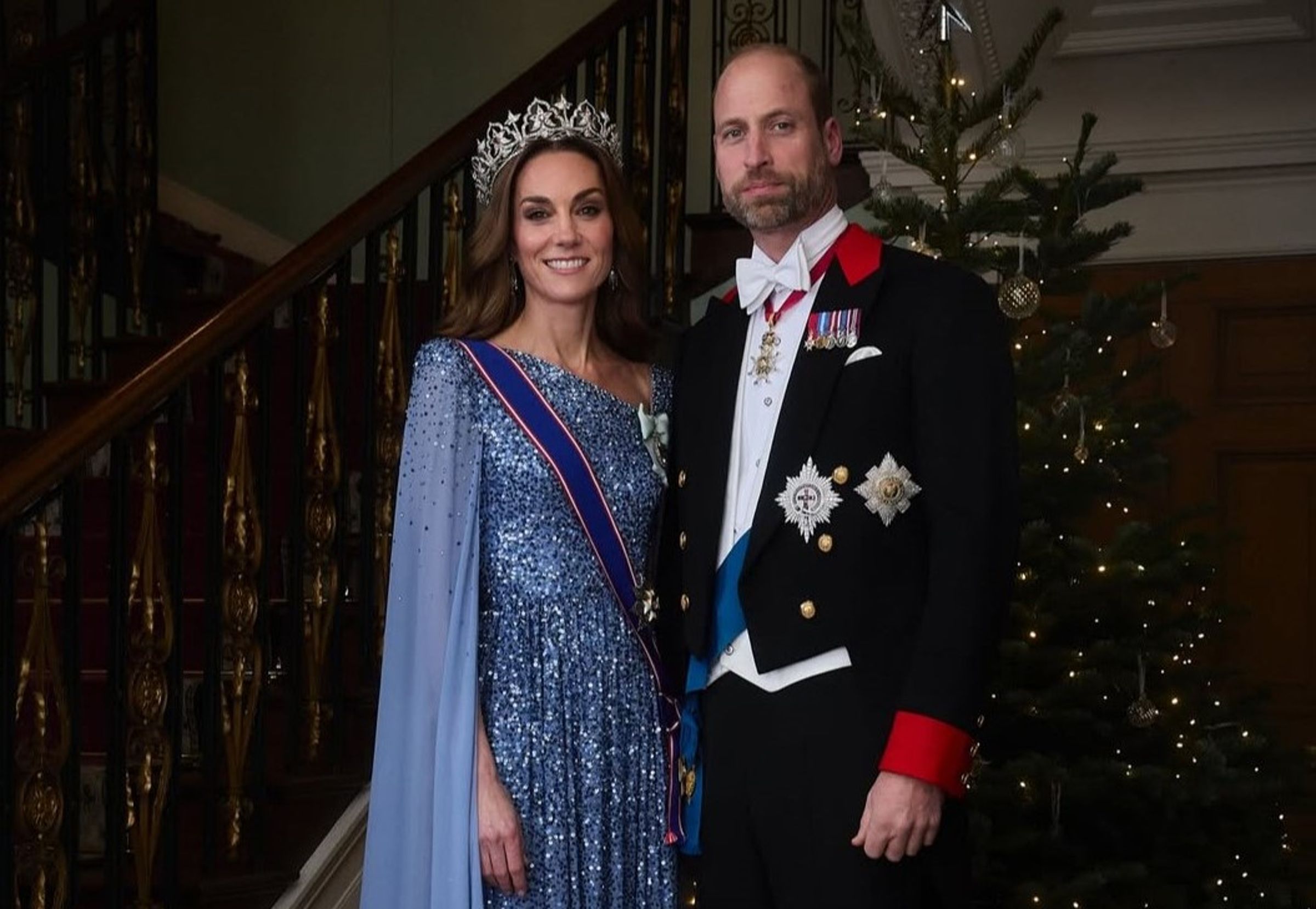 凱特王妃在國宴上戴了維多利亞女王的東方圓飾王冠。(翻攝princeandprincessofwales IG)