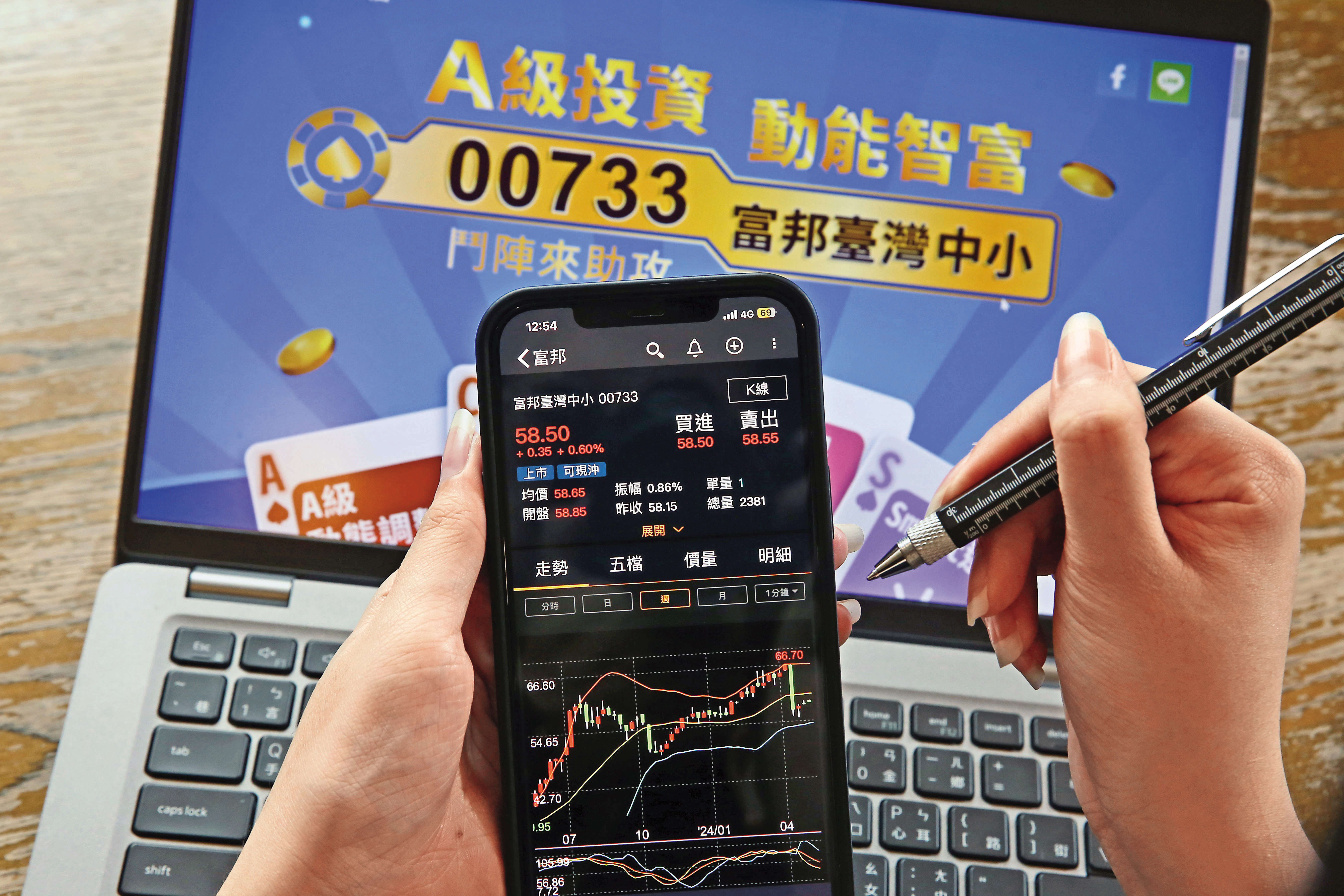 00733網羅各產業成長動能強的中小型股票，是楊比爾的主力持股。