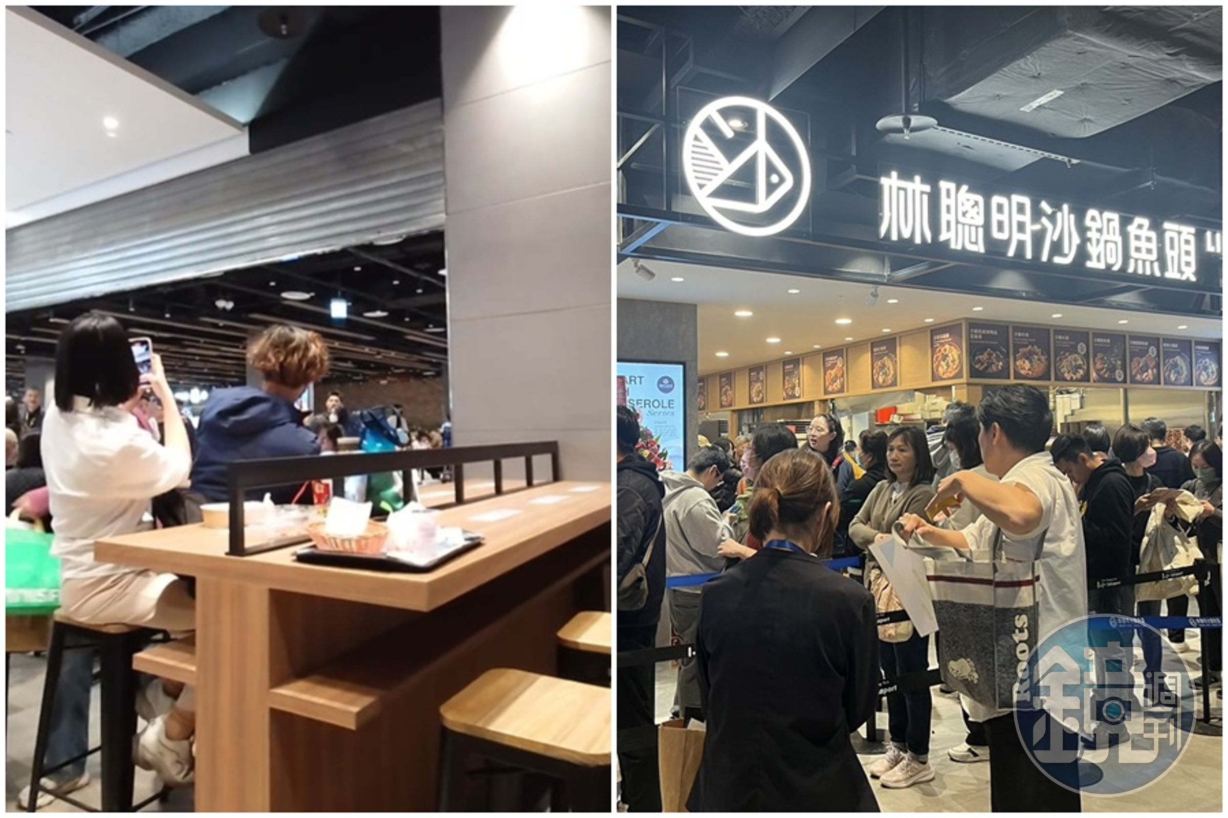 南港LaLaport美食街下午有店鋪的鐵捲門突然降下。（左圖翻攝自Threads）