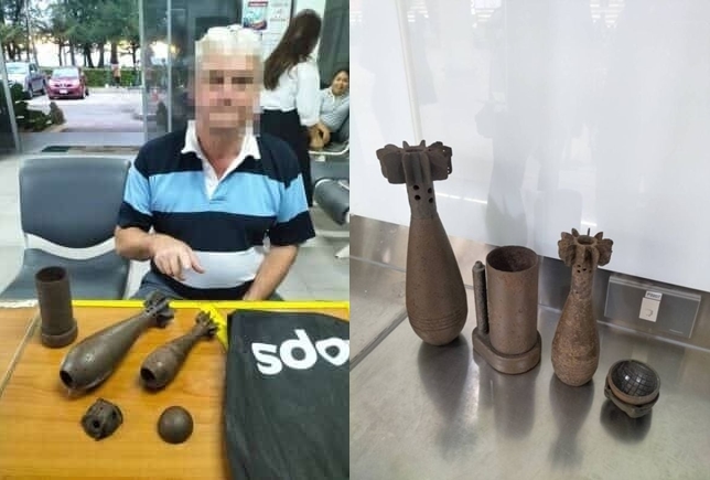 61歲澳洲男子彼得·戴維森因涉嫌攜帶「迷你軍火庫」，試圖搭乘國內航班，被當場逮捕。（Sakhu Police提供）