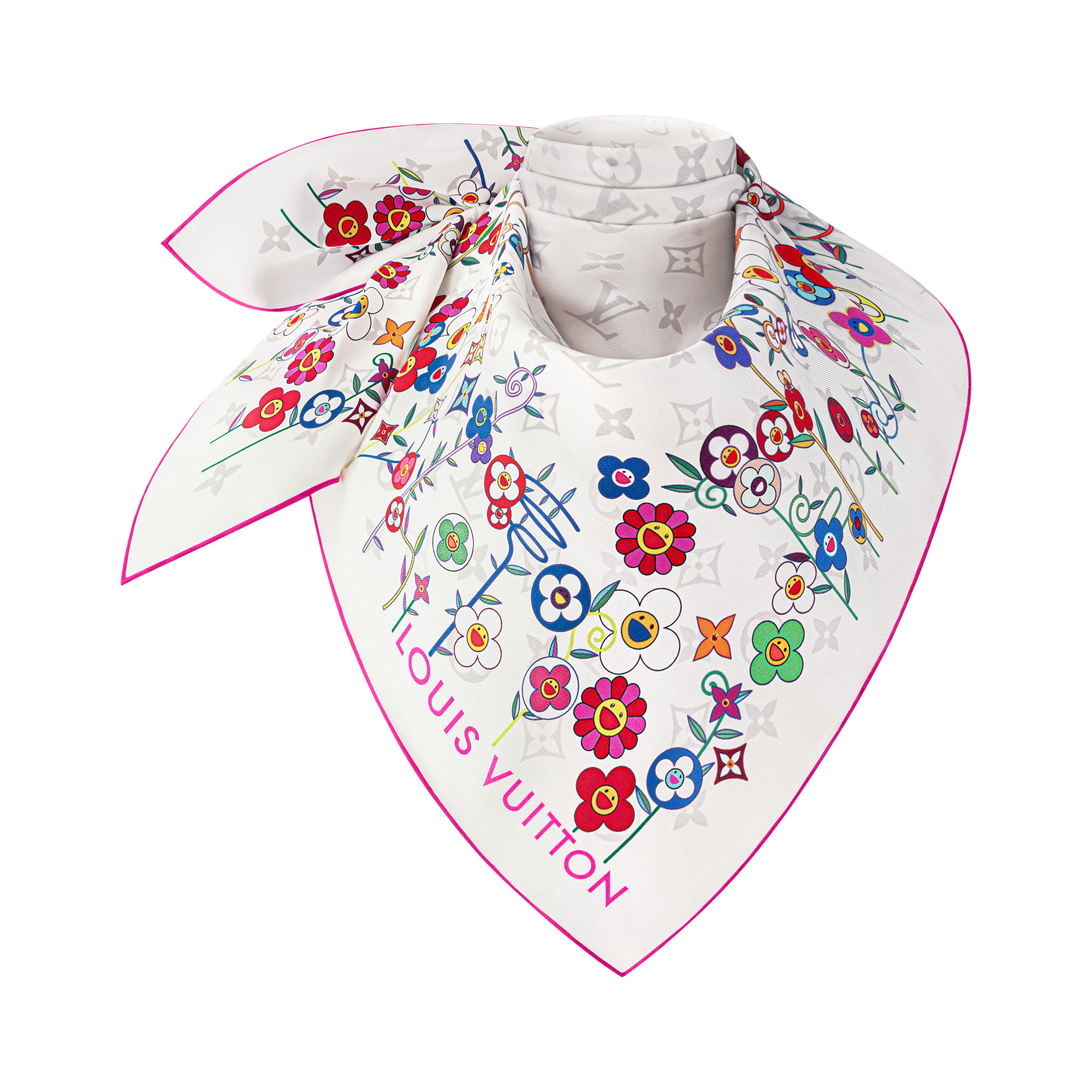 Superflat FLOWERS 90方巾，NT$20,100。（路易威登提供）