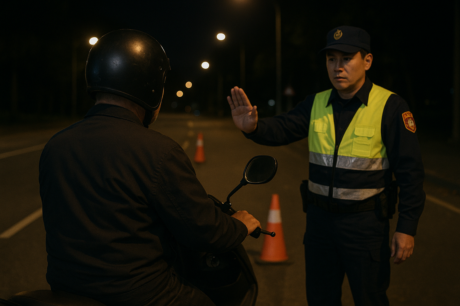 日前警察在執行酒測臨檢時，因國台語溝通落差和民眾發生誤會。（示意圖，ChatGPT生成）