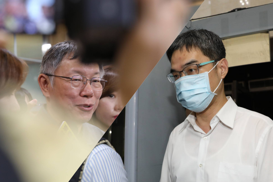 民眾黨近日陷入政治獻金假帳疑雲，黨內將矛頭對準會計師端木正（右），左為黨主席柯文哲。