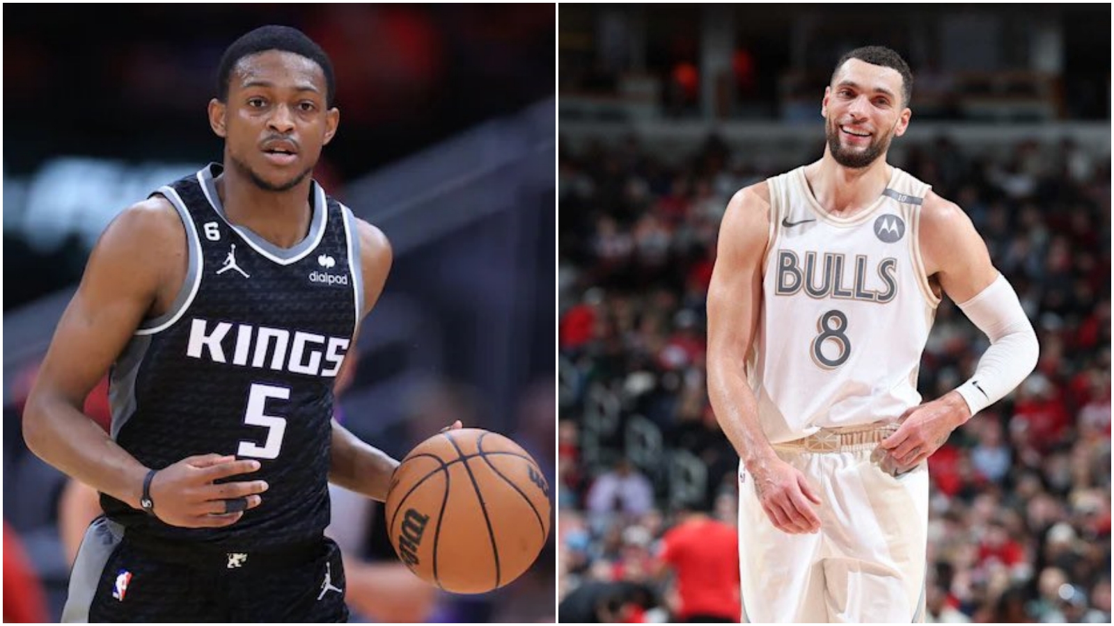 國王隊後衛佛克斯（左）被交易到馬刺，公牛隊一哥拉文（右）則轉戰國王。（翻攝X）