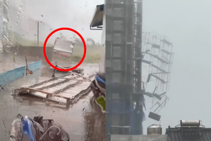 中颱「楊柳」強陣風肆虐東部沿海地區，綠島、台東市區皆傳出災情。（翻攝自爆料公社）