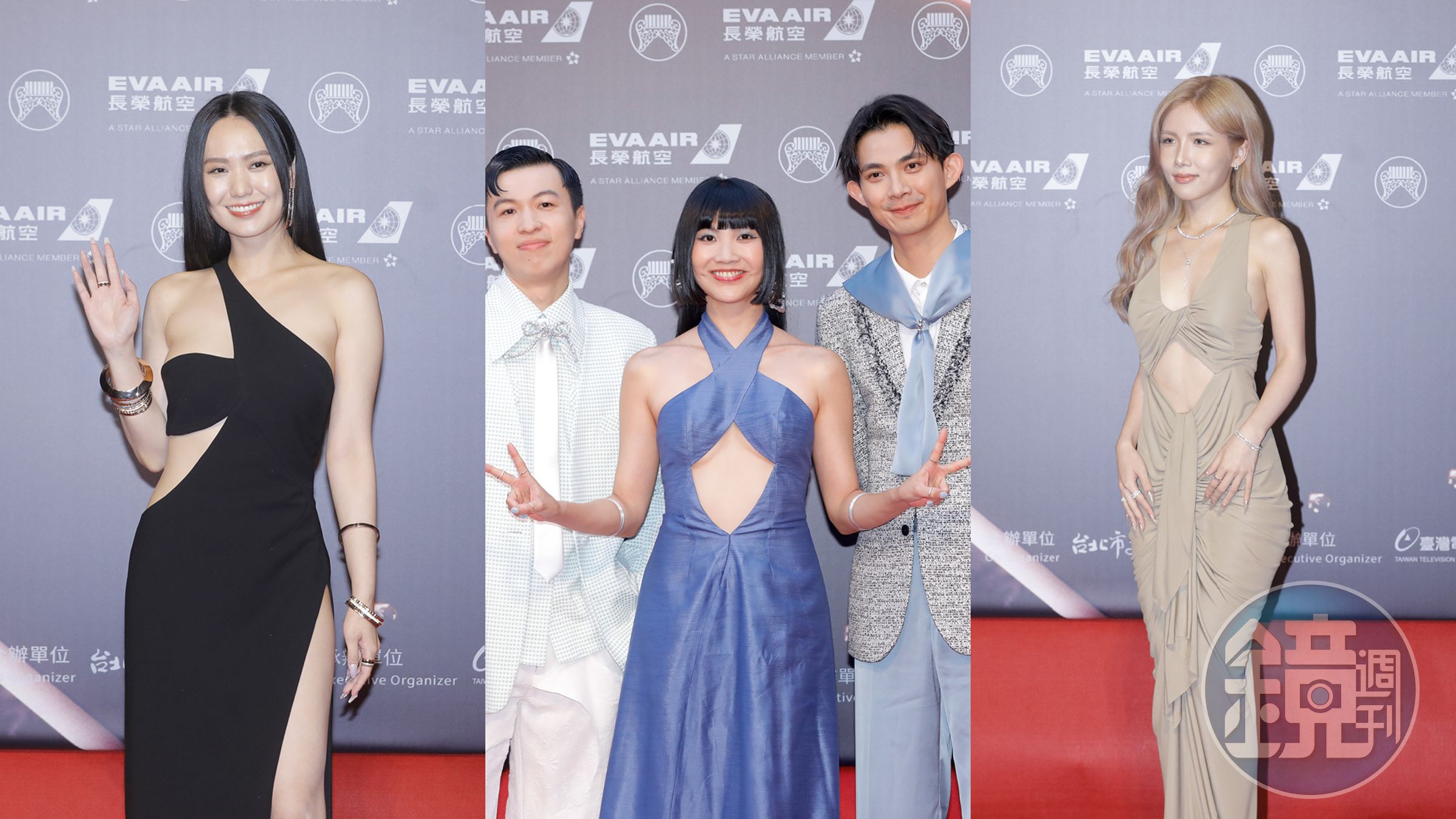 孫盛希(左)、張凱婷(中)、Jocelyn 9.4.0(右)在星光紅毯上大秀好身材。