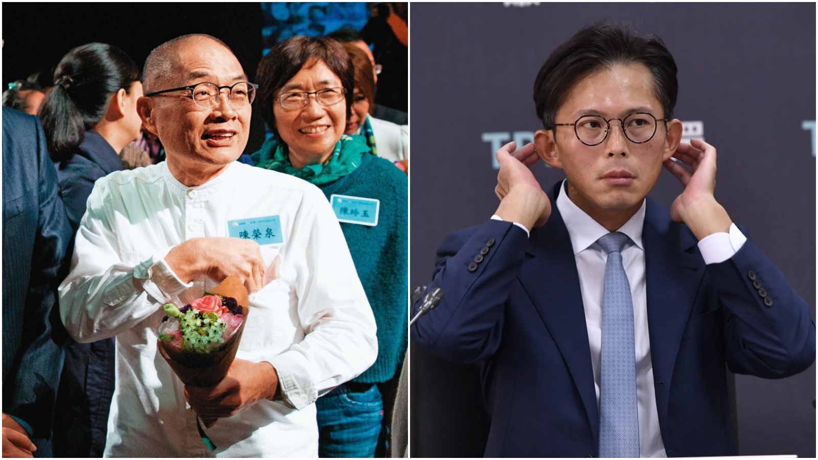 《鏡報》揭露黃國昌（右）背叛的企業金主好友為新竹物流前營運長陳榮泉（左）。（合成圖；本刊資料照、鏡報李智為）