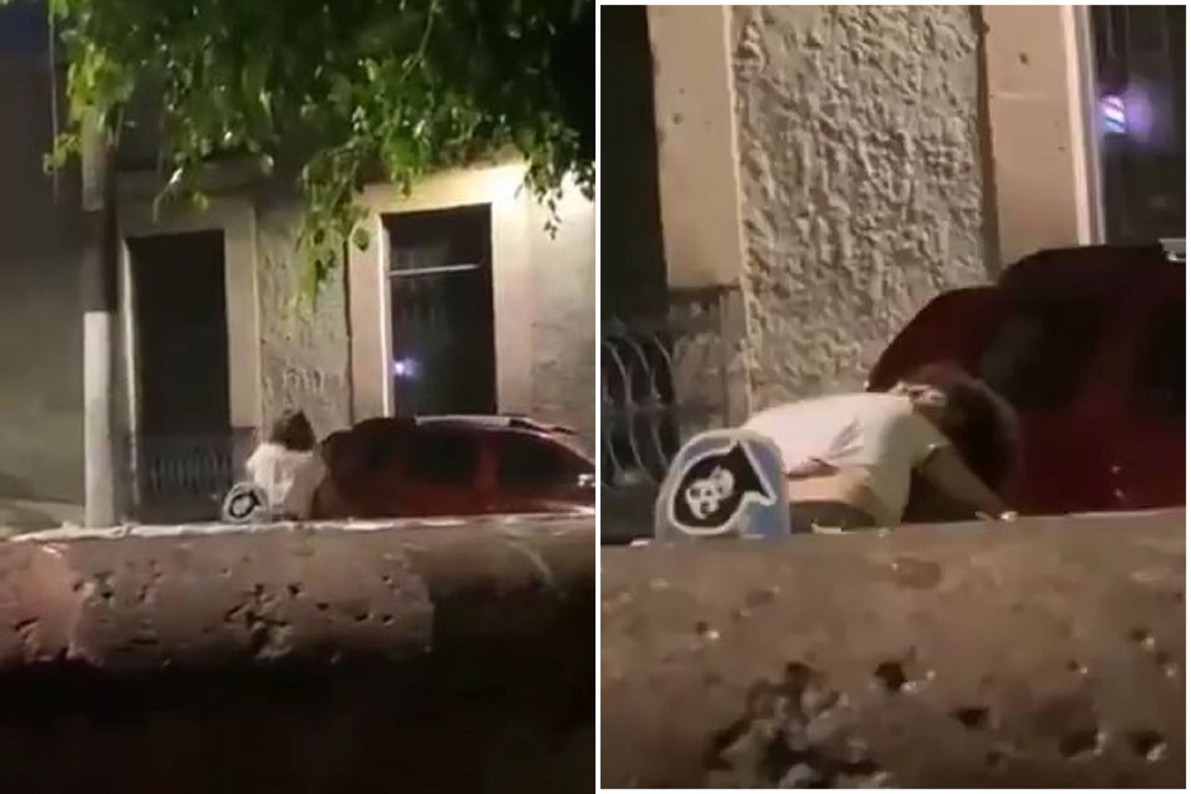 辣妹路邊「上下超自然震動」，無視旁人活春宮！女鄉民看到嗨笑。（翻自X平台）