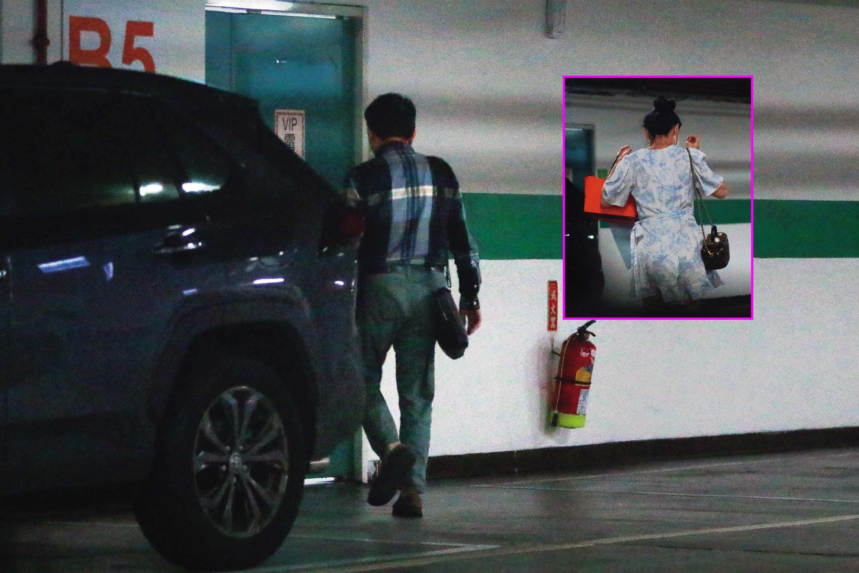 雖然人盡皆知，不過江坤俊與護理師行動時仍有維持一前一後、避人耳目的動作。