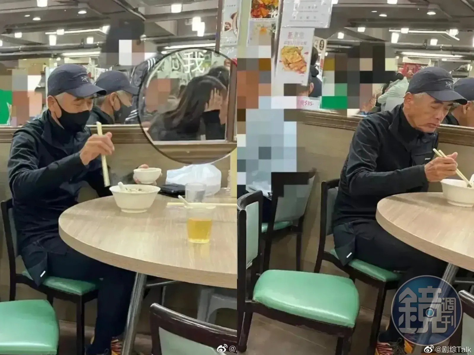 周潤發不管是用餐,或是搭地鐵巴士,不時會被粉絲巧遇。(微博圖片)