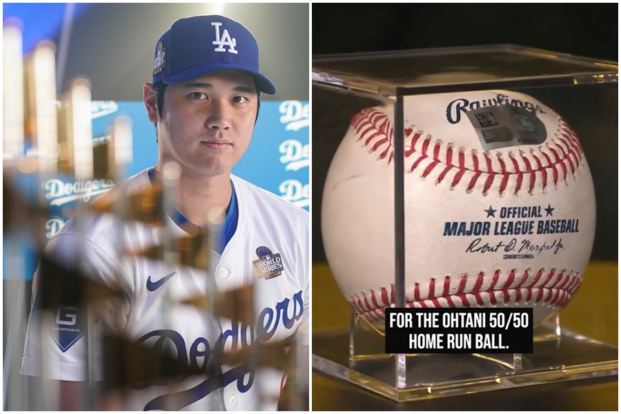 由優式資本負責人劉興漢標下的大谷翔平50顆紀念球，傳出將在台北101展出。（翻攝自X@Dodgers、GoldinCo）