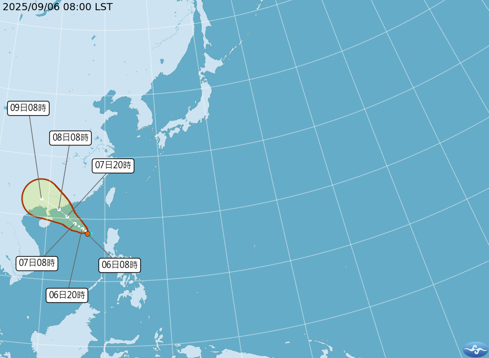熱帶性低氣壓TD19最快今日下半天增強為颱風。（翻攝自中央氣象署官網）