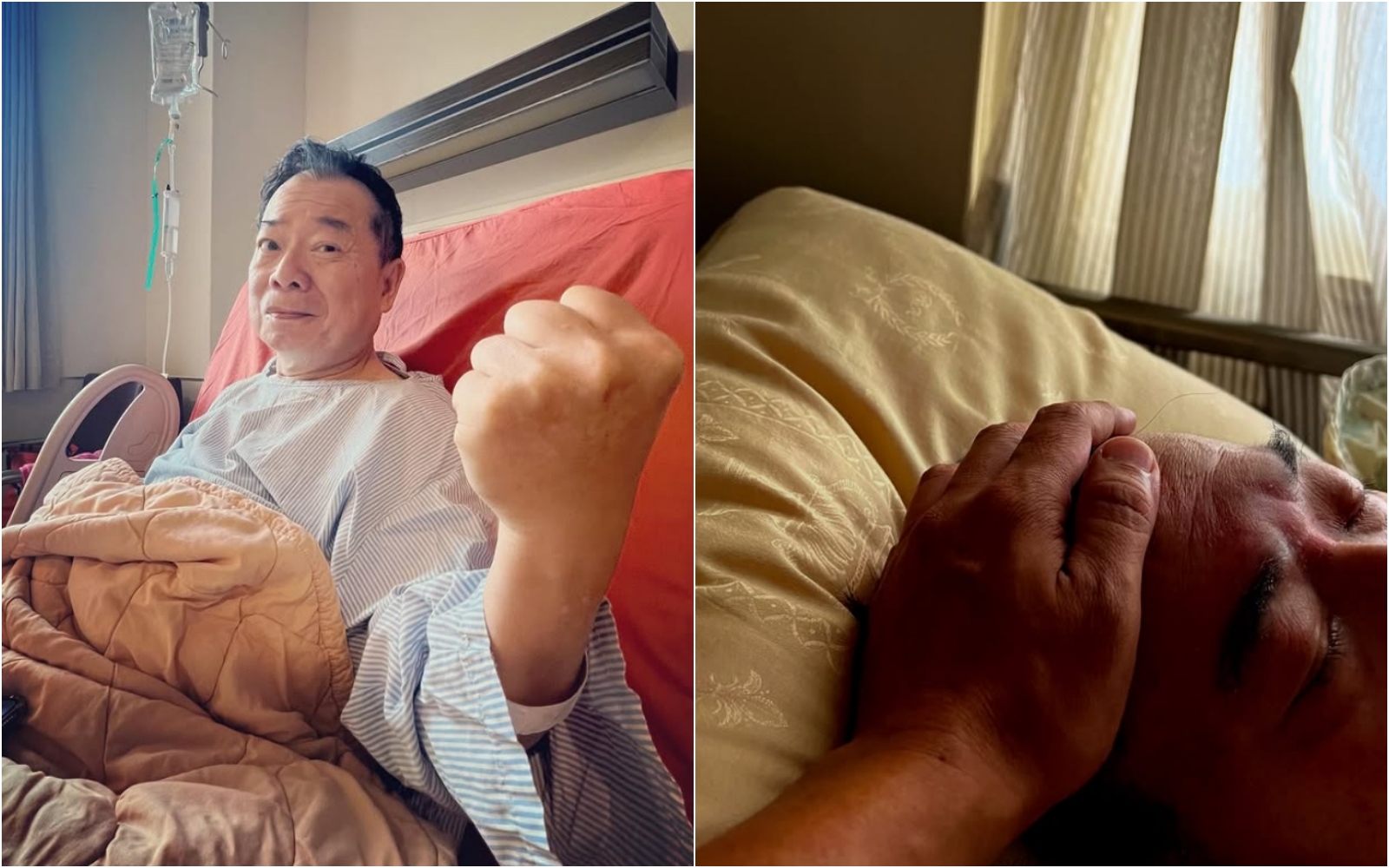 廖峻4月中風住院至今，兒子廖錦德今po照片顯示爸爸已經回到家了。（翻攝自廖錦德IG）