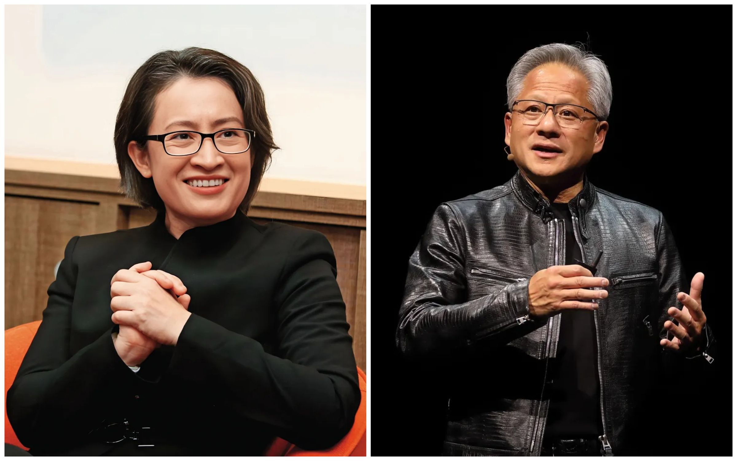 黃仁勳(右)將在世壯運擔任聖火手,蕭美琴(左)今早也宣布將出席。(本刊資料照)
