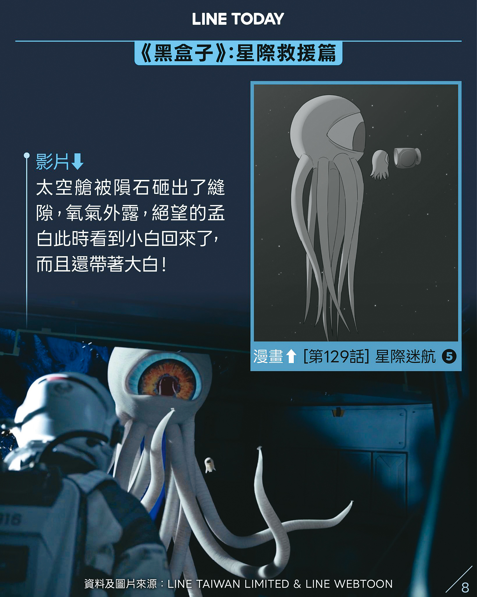 原作的外星生物小白線條簡單,拍成影集必須改為較寫實的形象。(翻攝自Line粉絲專頁)