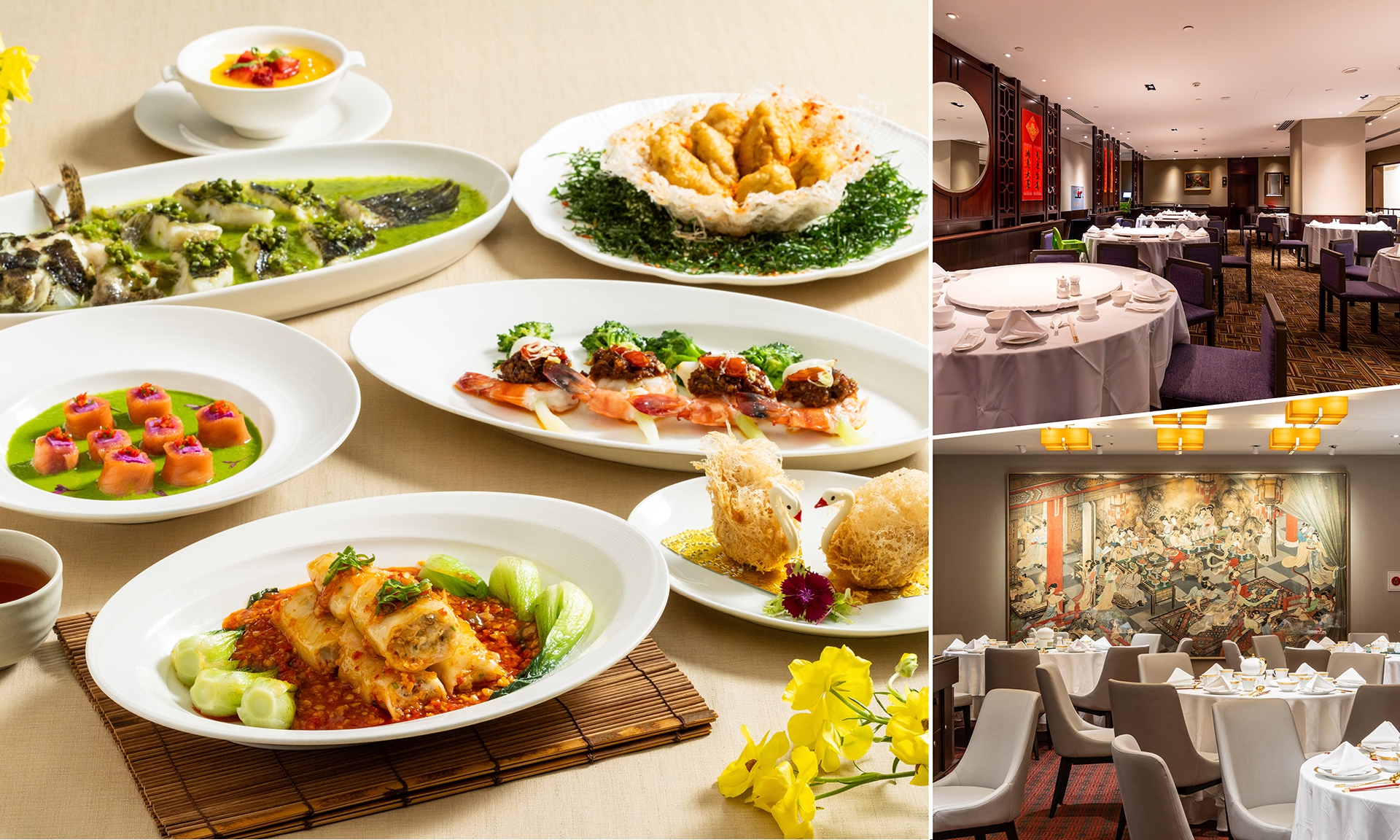 國賓中餐廳春季新菜「海味春盛」，大量選用高級海鮮當主食材，搭以川味必備的辛香佐料，即日起於國賓天母、遼寧中餐廳正式上桌。