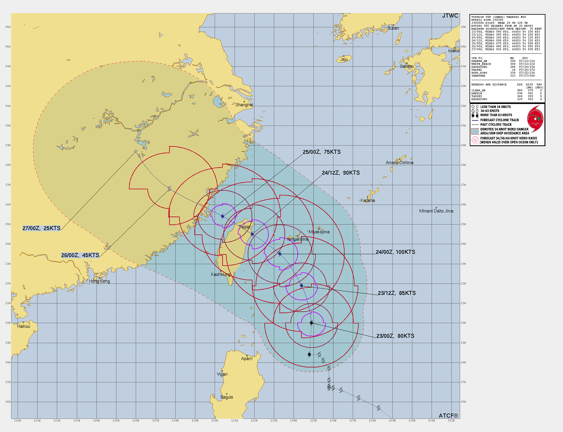 美軍預測最新颱風路徑。（翻自JOINT官網）