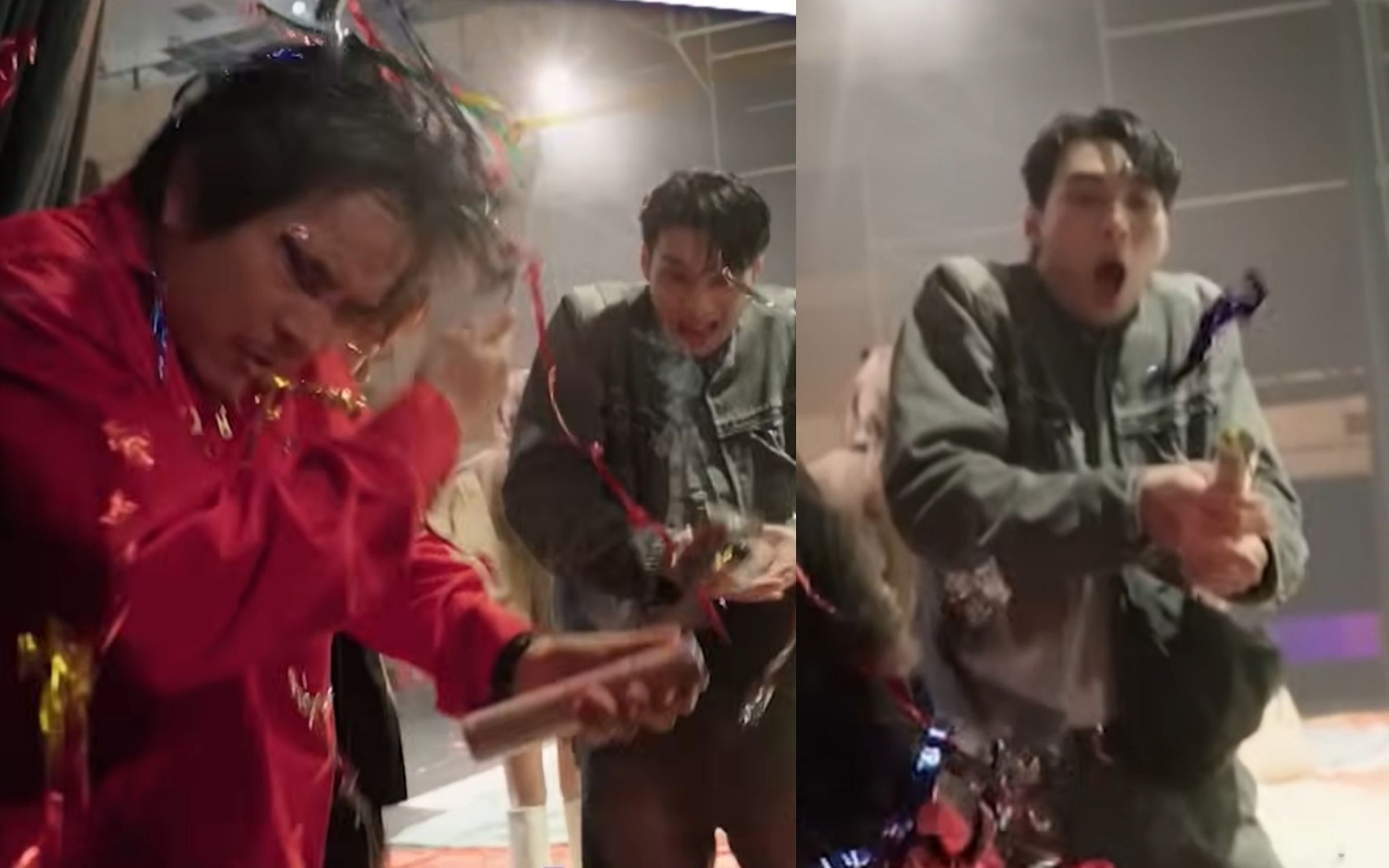 黃偉晉在節目中不慎炸傷楊銘威的臉部,嚇壞現場眾人。(翻攝自明星製作公司YouTube)