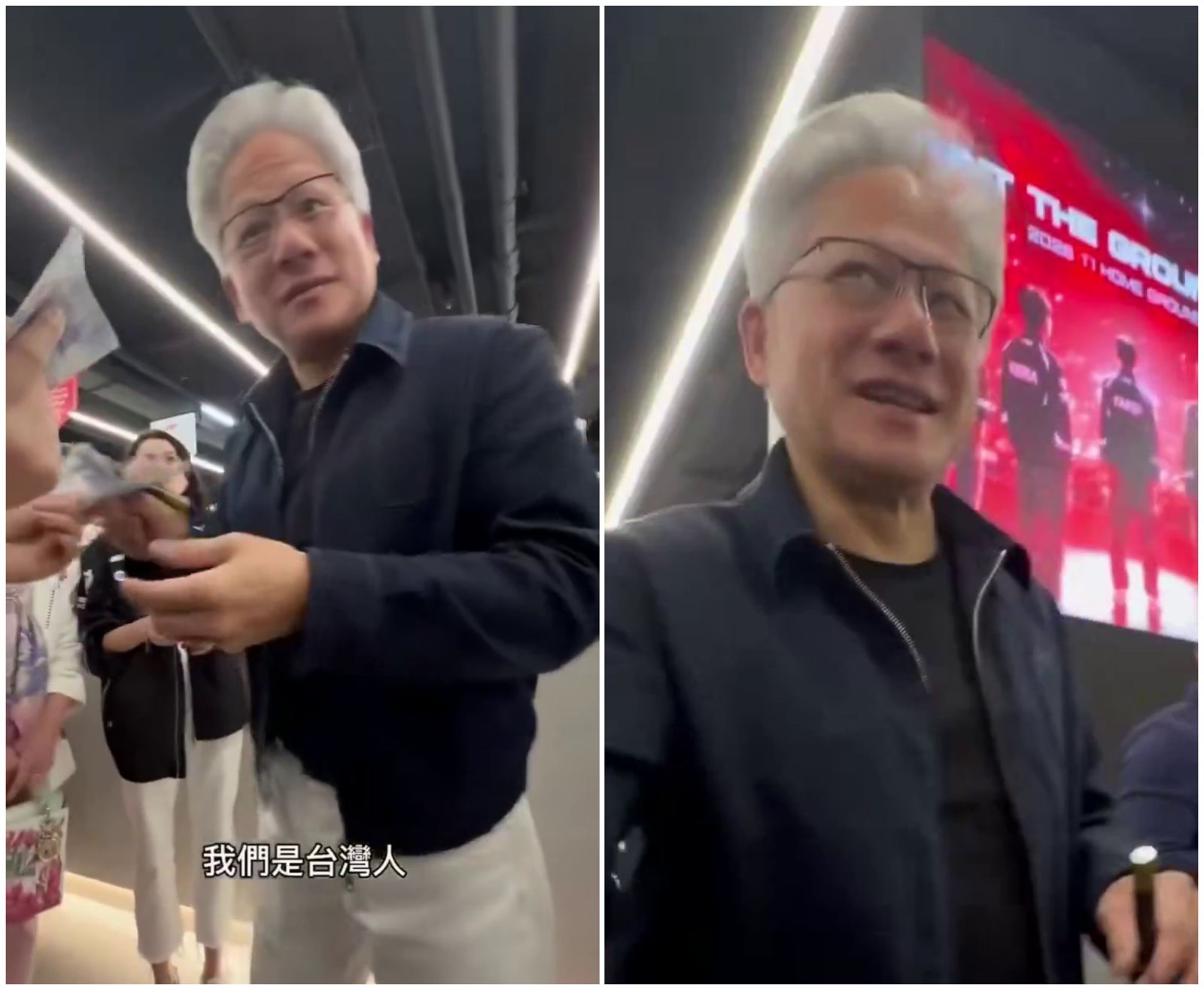 黃仁勳訪問南韓期間，與來自台灣的粉絲互動，現場氣氛熱絡。（翻攝X）