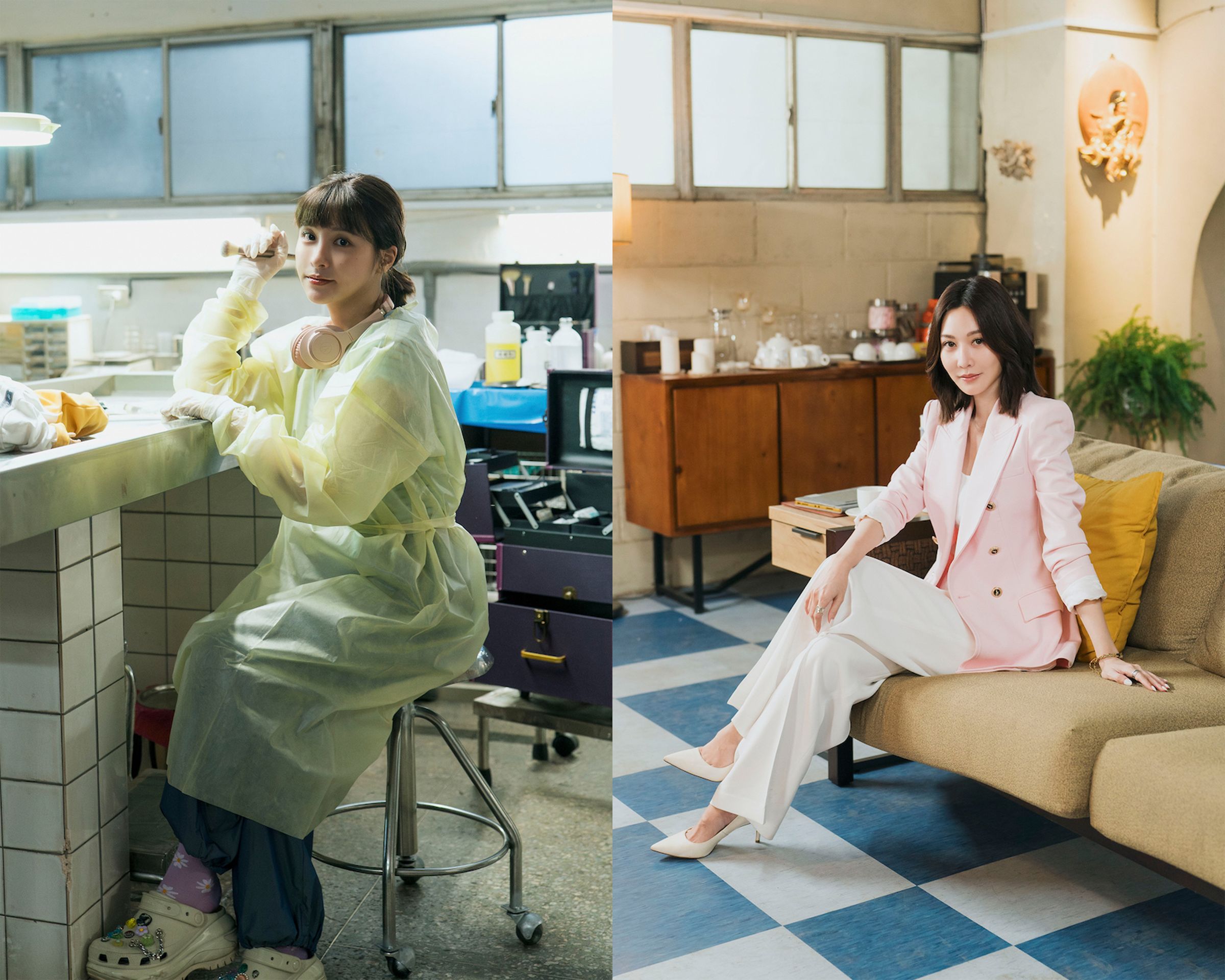 殯儀館館長由曾莞婷飾演,遺體修復師美美由峮峮飾演。(草舍文化提供)