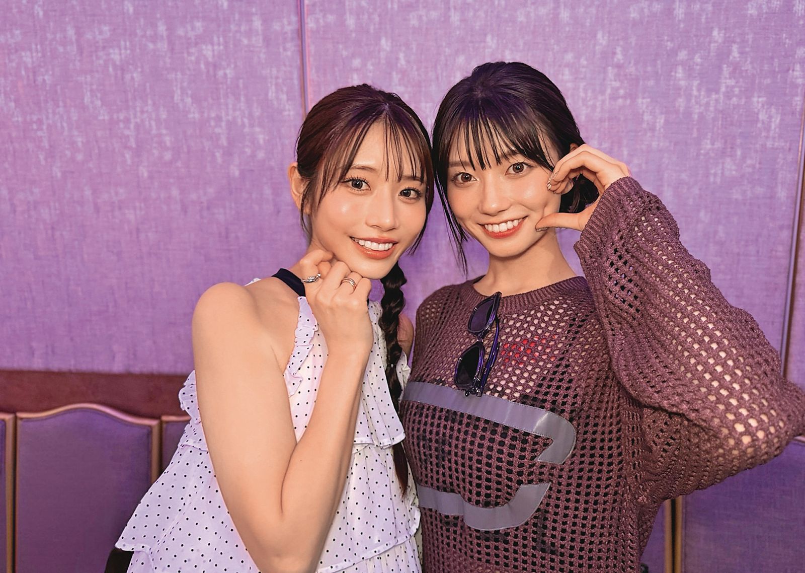 河北彩花（右）和瀨戶環奈（左）同框，看來交情不錯，但河北在檯面下卻對這位競爭對手碎嘴不斷。（翻攝自河北彩花Ｘ）