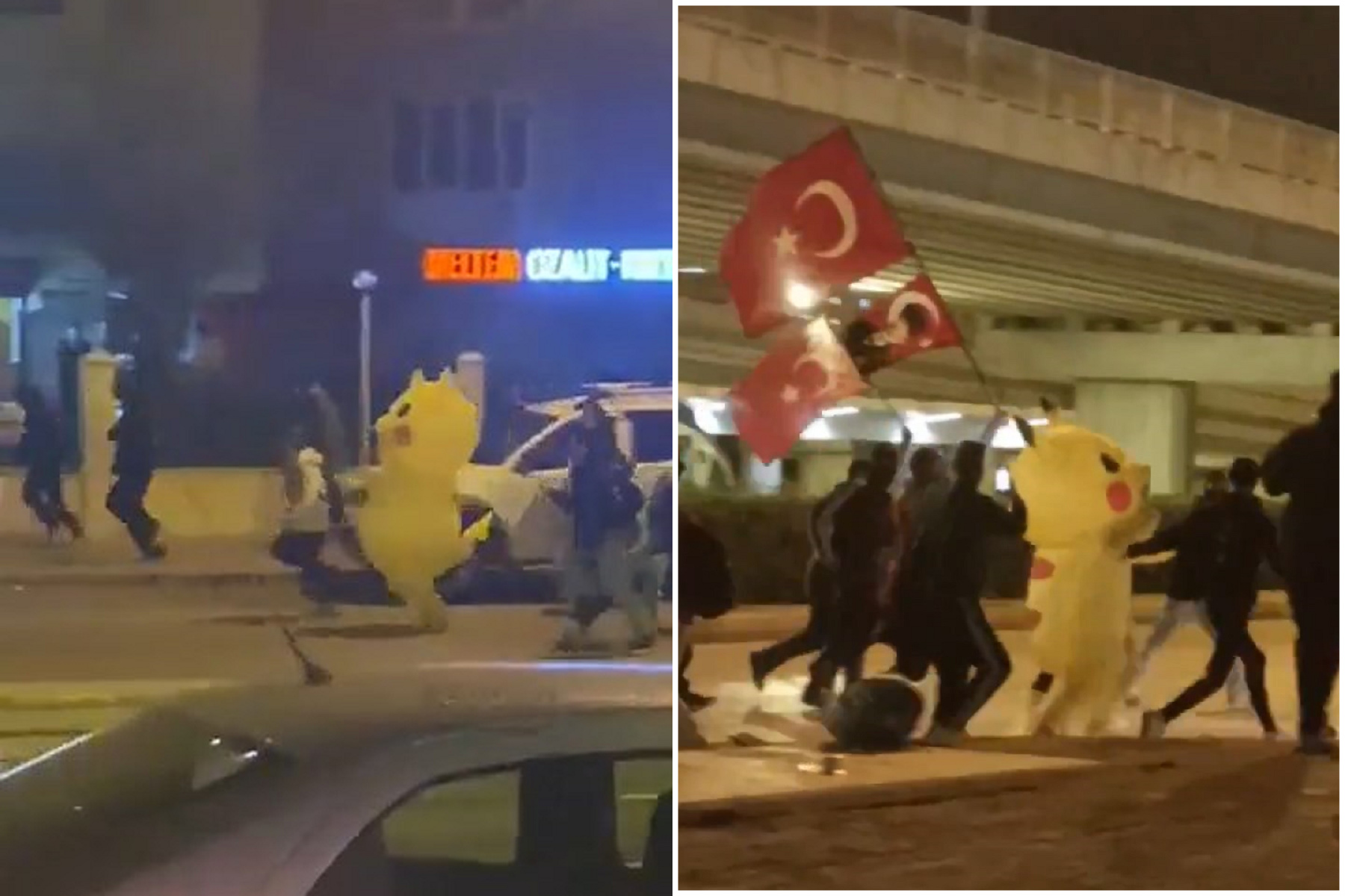 土耳其群眾大規模抗議總統，驚見「皮卡丘亂入」！（翻自X平台）