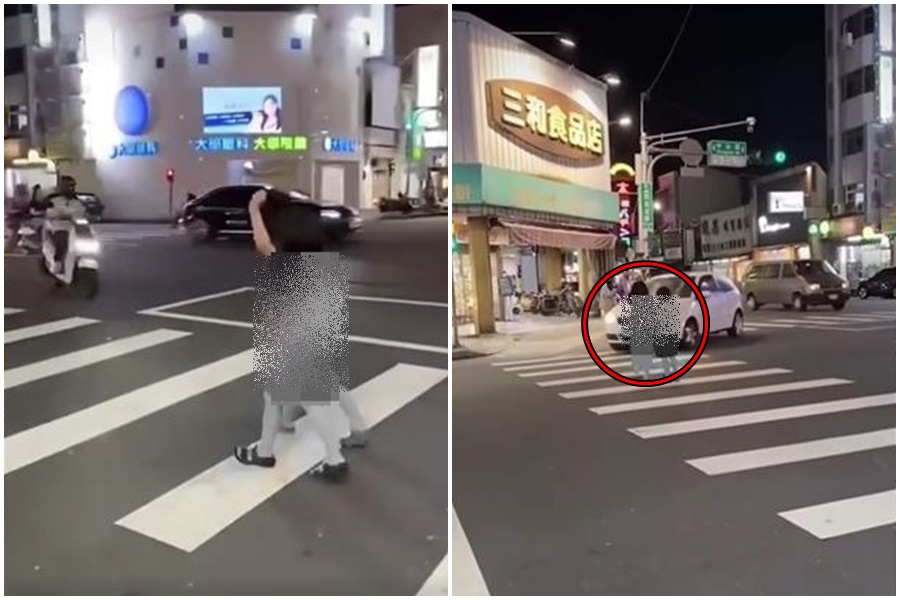 嘉義近日有2名小朋友過斑馬線，手都舉起來示意，卻沒想到駕駛仍堅持不讓，甚至還加速通過。（翻攝自交通違規檢舉教學（公開版）臉書）