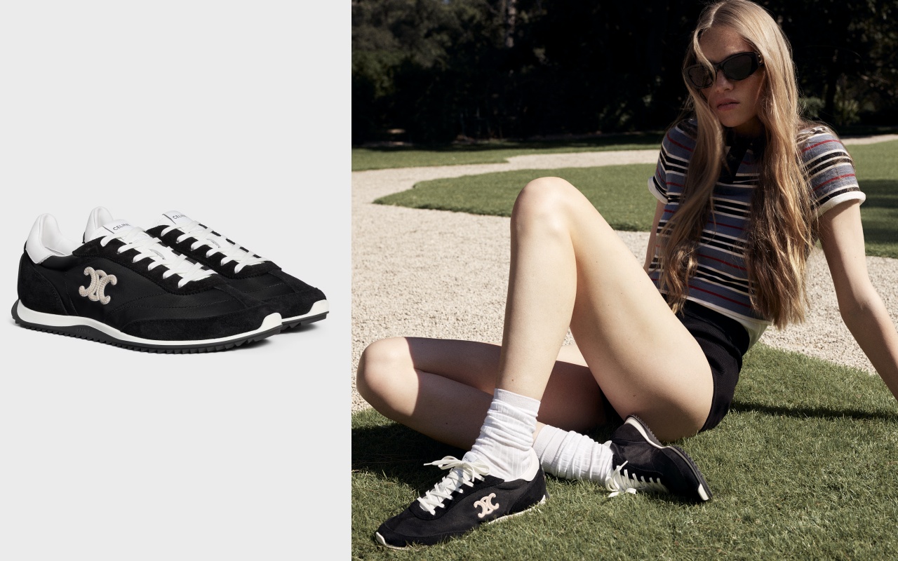 CELINE推出全新中性款Racer運動鞋。尼龍、絨面與光滑皮革拼接NT$28,500（CELINE提供）