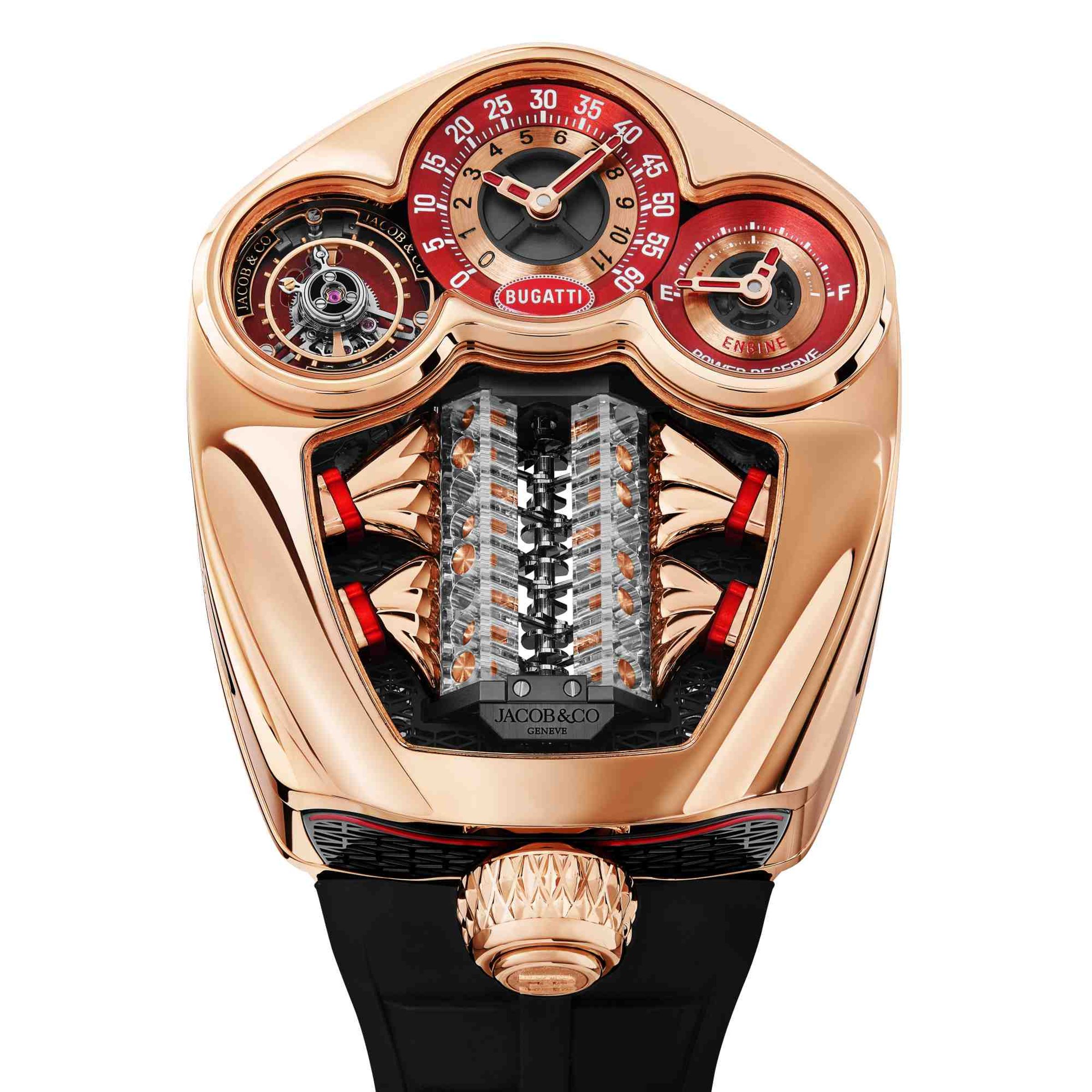 JACOB & Co. Bugatti Tourbillon 更直接把超跑機械引擎戴上手腕。