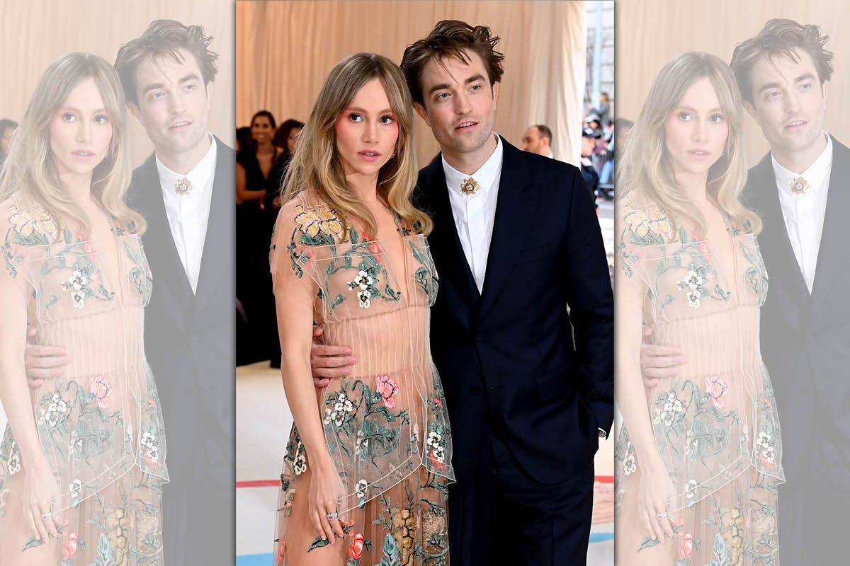 羅伯派汀森（右）與女友蘇琪沃特豪斯（左）今年一起加紐約大都會博物館慈善晚宴。（東方IC）