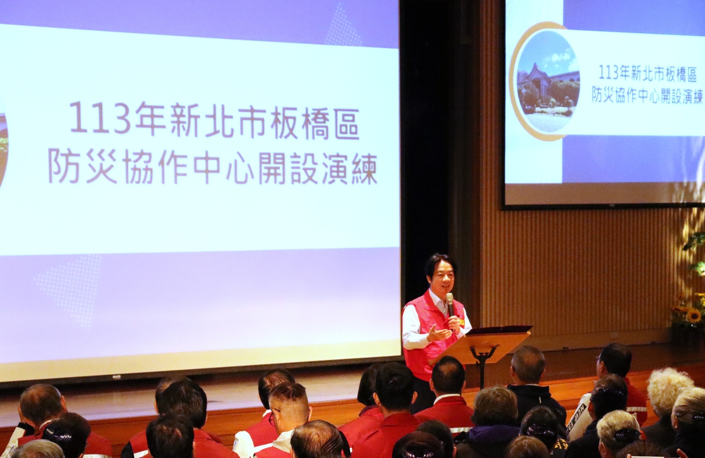 總統賴清德今至新北市防災協作中心進行視察，了解推動情形。（慈濟基金會提供）