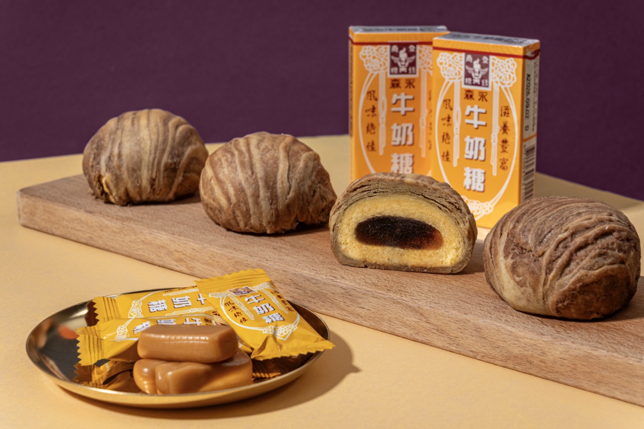 郭元益與日本百年品牌森永牛奶糖合作，推出秋節限定話題新作「森永牛奶糖Q心餡餅」，在熟悉的焦糖滋味中堆疊出全新味覺體驗。（郭元益提供）