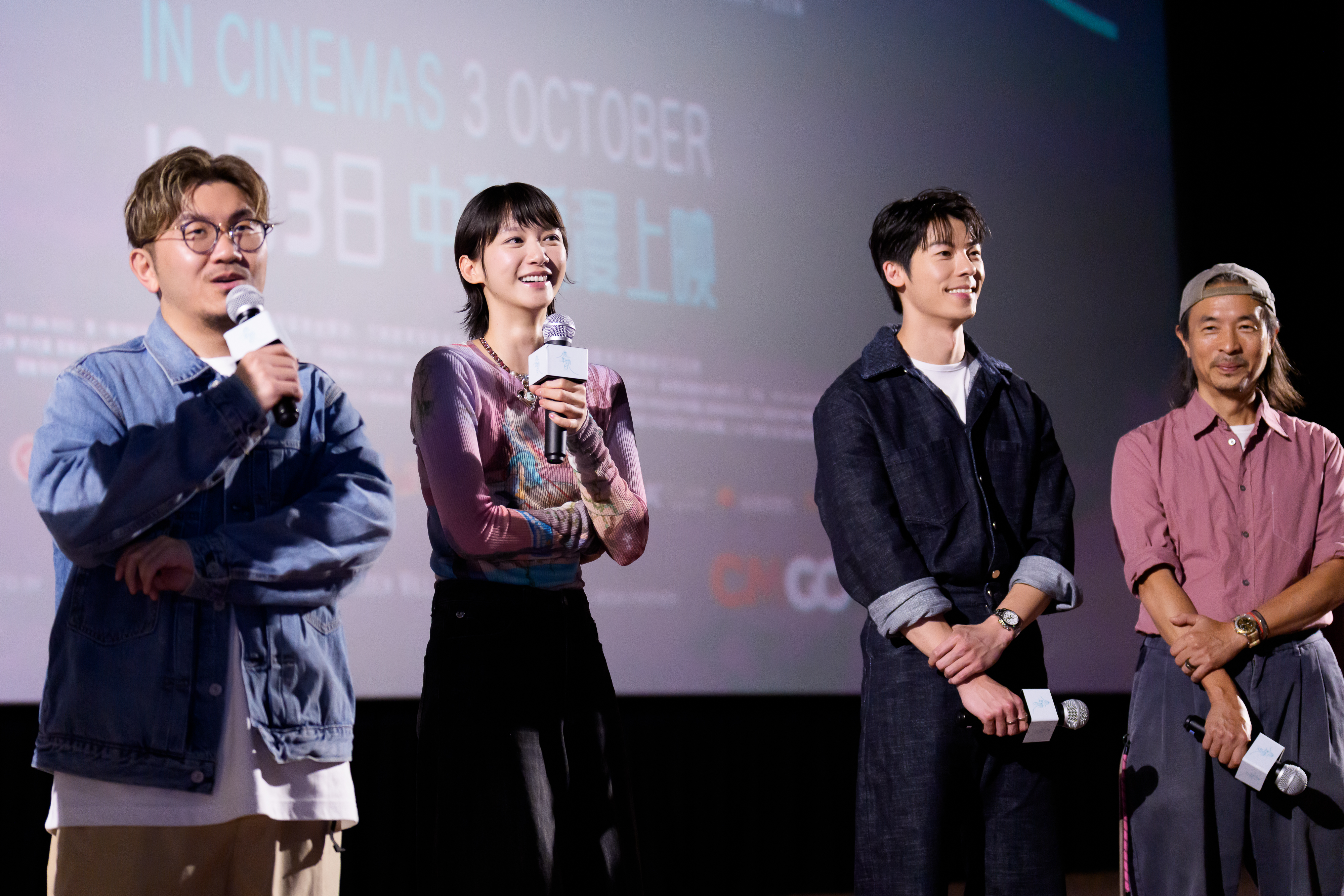 導演龔兆平(左起)、袁澧林、許光漢及藝術總監文念中在新加坡場次分享拍攝挑戰與心路歷程。(甲上提供)