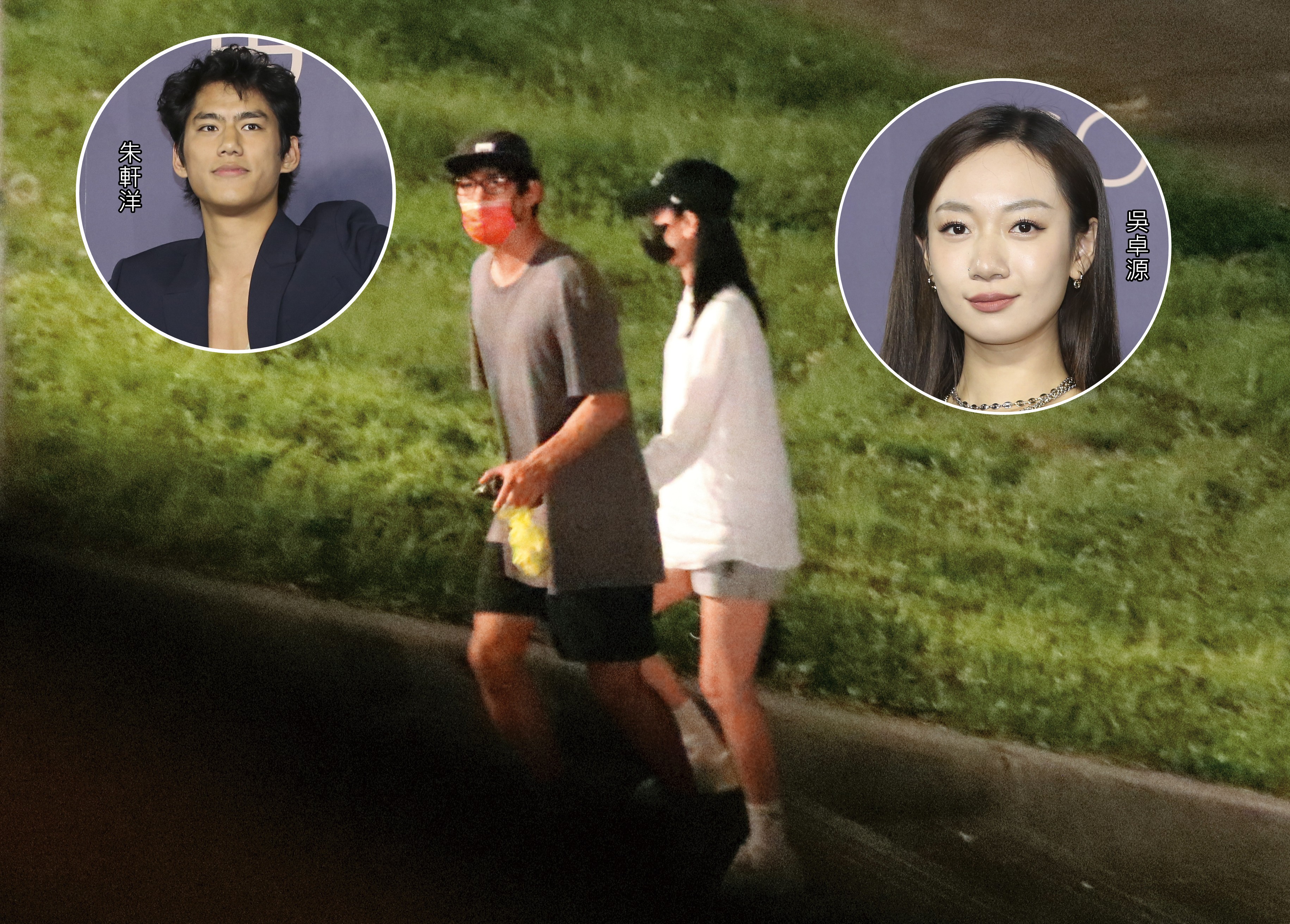 3月28日23:24,朱軒洋(左)不顧5年女友,和吳卓源(右)在河濱公園偷情。