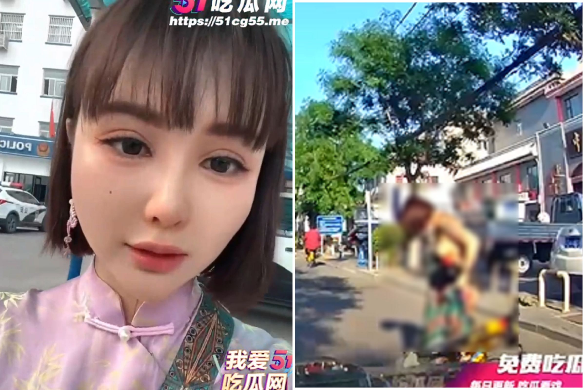 女騎單車意外洩春光,本尊「正妹」現身了!揚言告行車紀錄器車主。(翻自《吃瓜網》)
