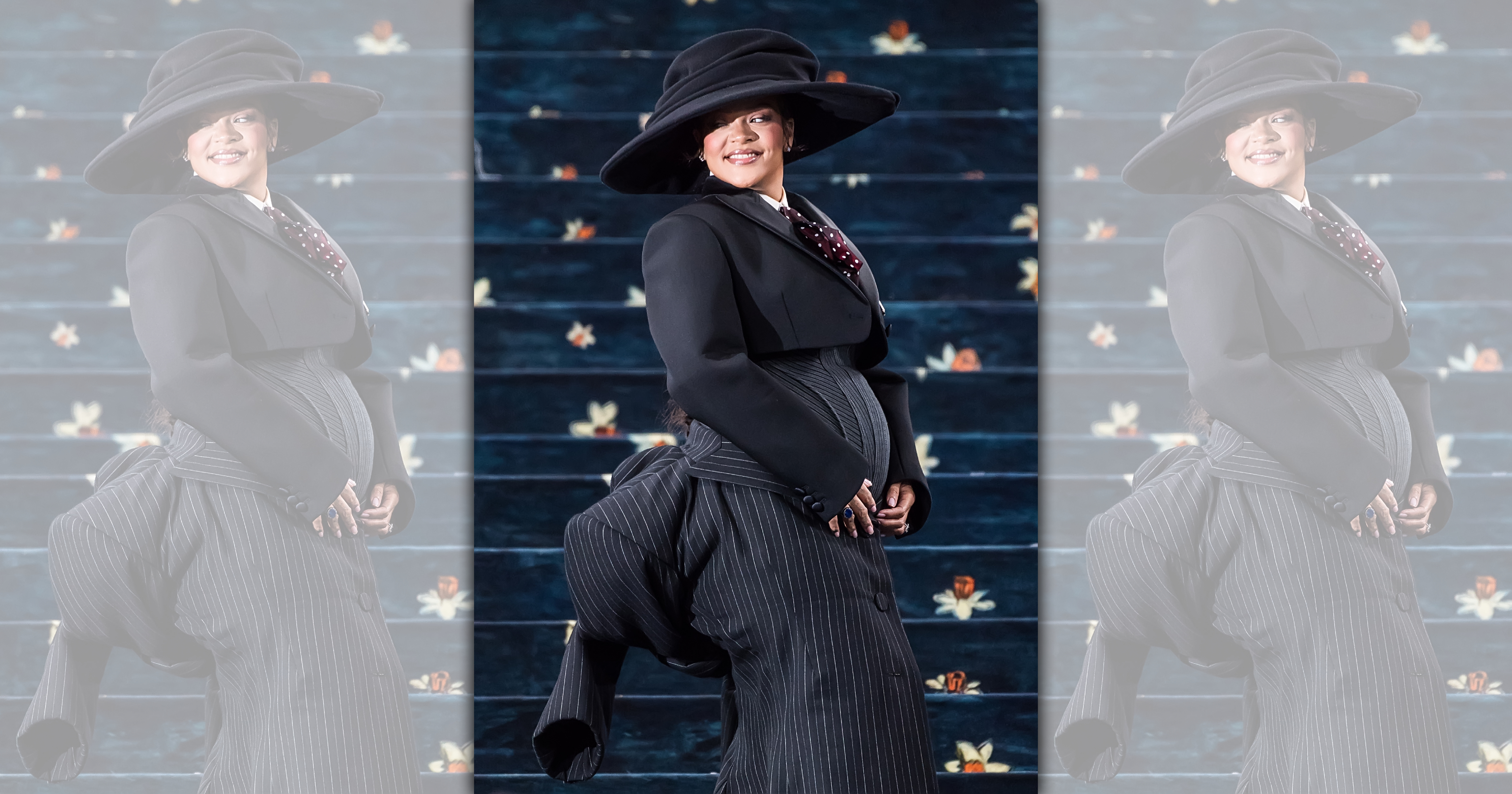 蕾哈娜不虧是時尚教主，非常懂得利用亮相的公開場合公佈自己的懷孕喜訊，達到新聞洗版的目的。（東方IC）