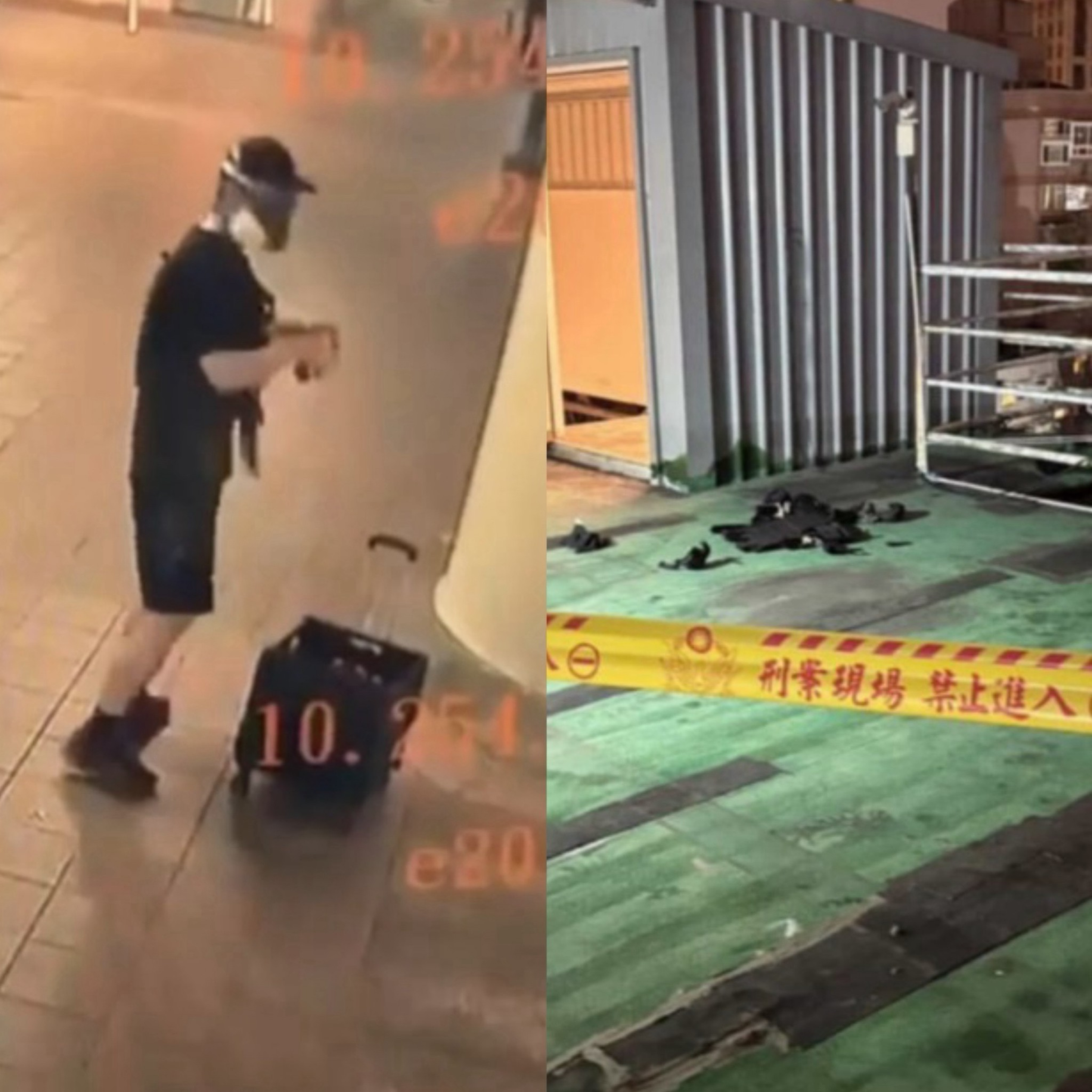 張文丟擲煙霧彈、持刀砍殺民眾,最後墜樓不治。(翻攝畫面)