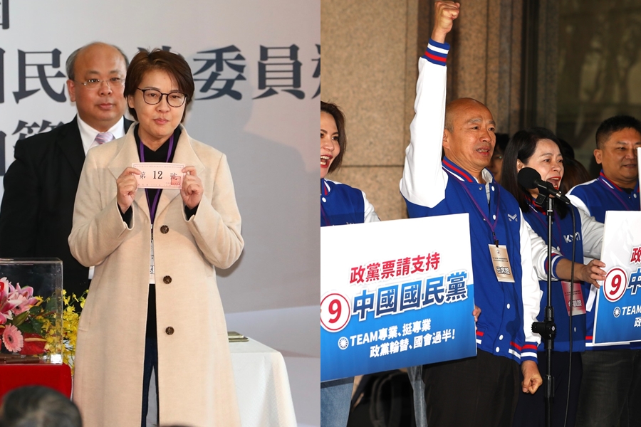 韓國瑜（右）與黃珊珊（左）被認為有望成為下屆立院正副龍頭。