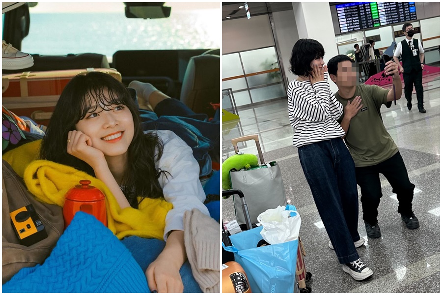 川西奈月首次訪台，為參加本週末在台中烏日啤酒觀光工廠舉行的赤聲躁動音樂祭。她今（16日）現身台北松山機場，被眼尖粉絲認出大方合照。（翻攝川西奈月IN、讀者提供）