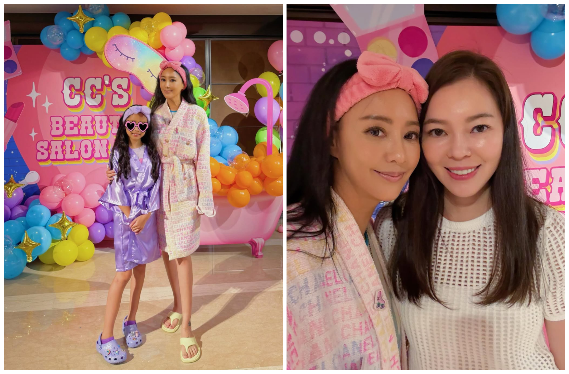 關穎為女兒CC舉辦豪華生日派對，好友曾馨瑩（右）也到場祝賀。（翻攝關穎IG）