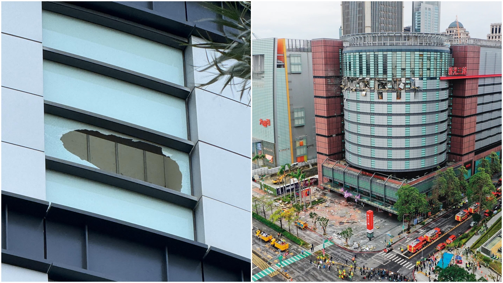 台中新光三越復業不到1個月，今日下午被發現外牆玻璃被吹到破洞。（本刊資料照、Threads@2009alegria授權提供）