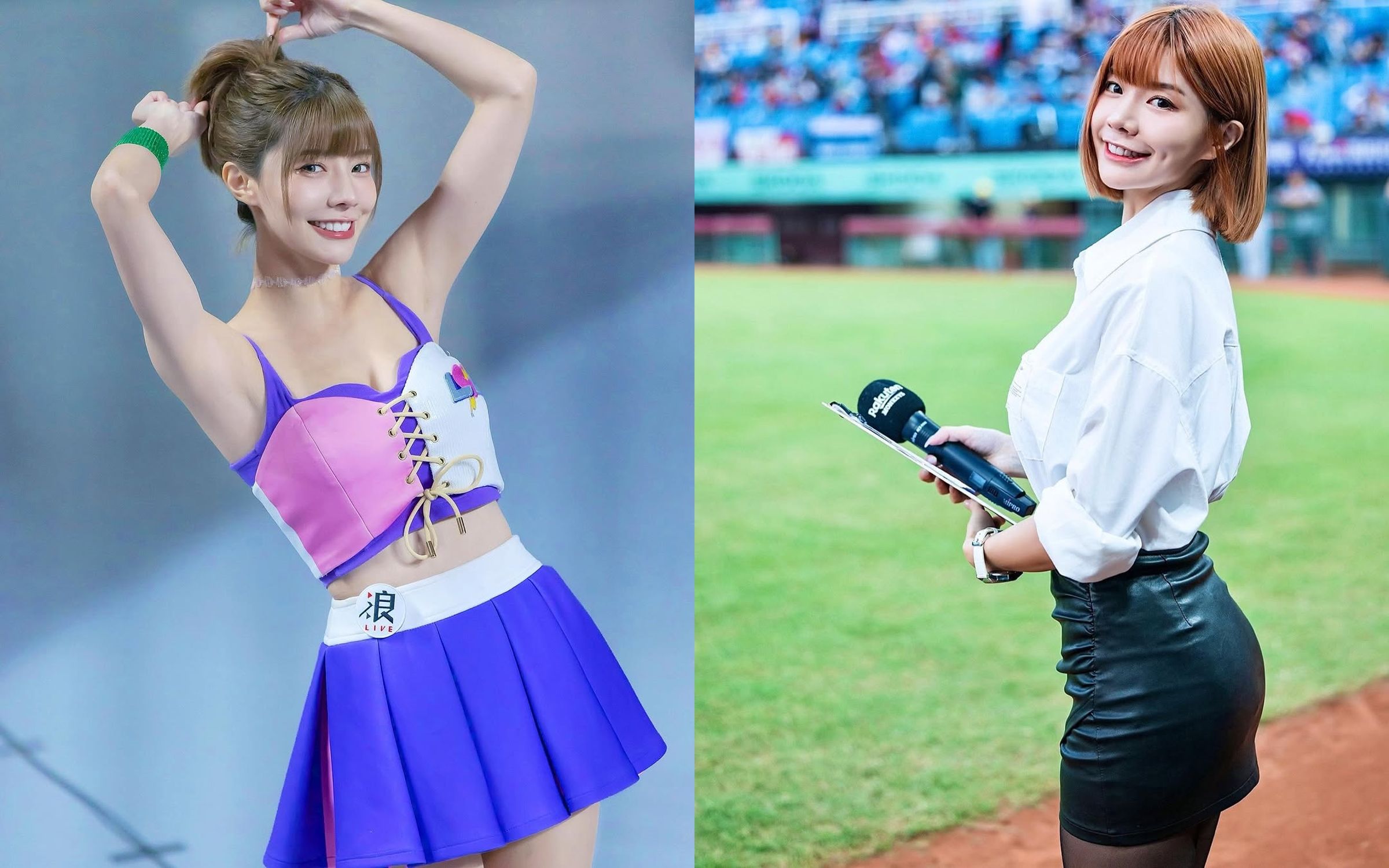 艾融身材火辣、笑容甜美,受封為「中職最正MC」。(翻攝IG@irenelin0413)