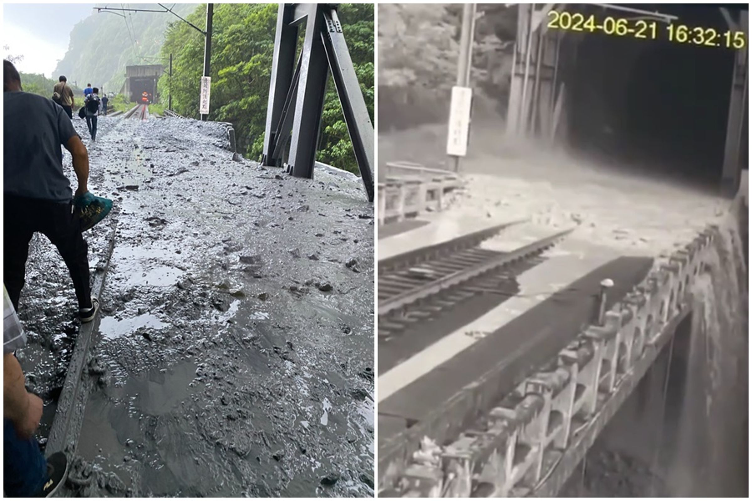 台鐵229次自強號列車6月21日下午行經花蓮清水隧道撞上土石流出軌,台鐵今日公布調查報告,共8人遭懲處、4人記功嘉獎。(翻攝自記者爆料網、翻攝洪孟楷臉書)