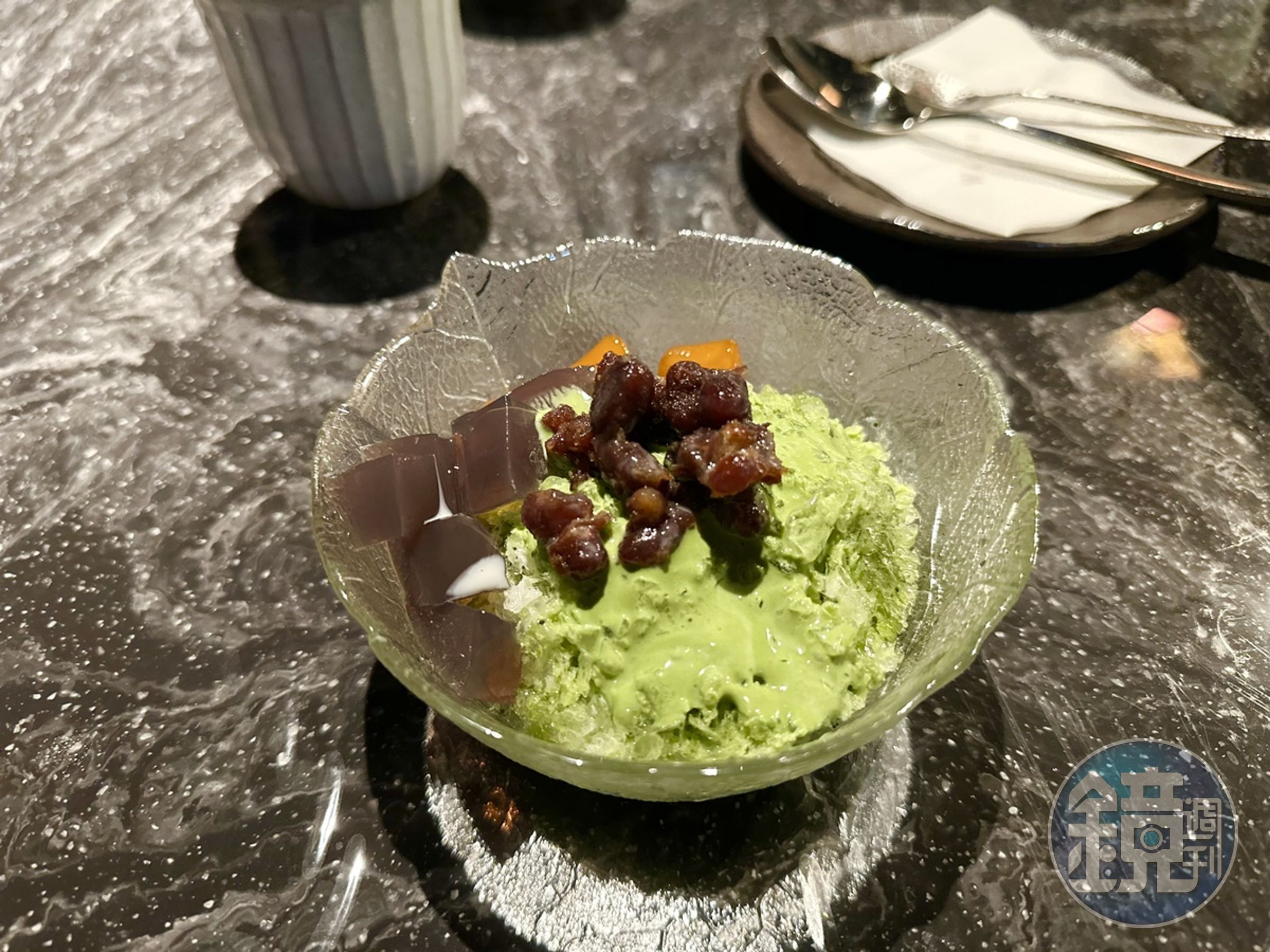 甜點「利久抹茶刨冰」有抹茶的苦甘,剛好調和吃完燒肉的油膩感。