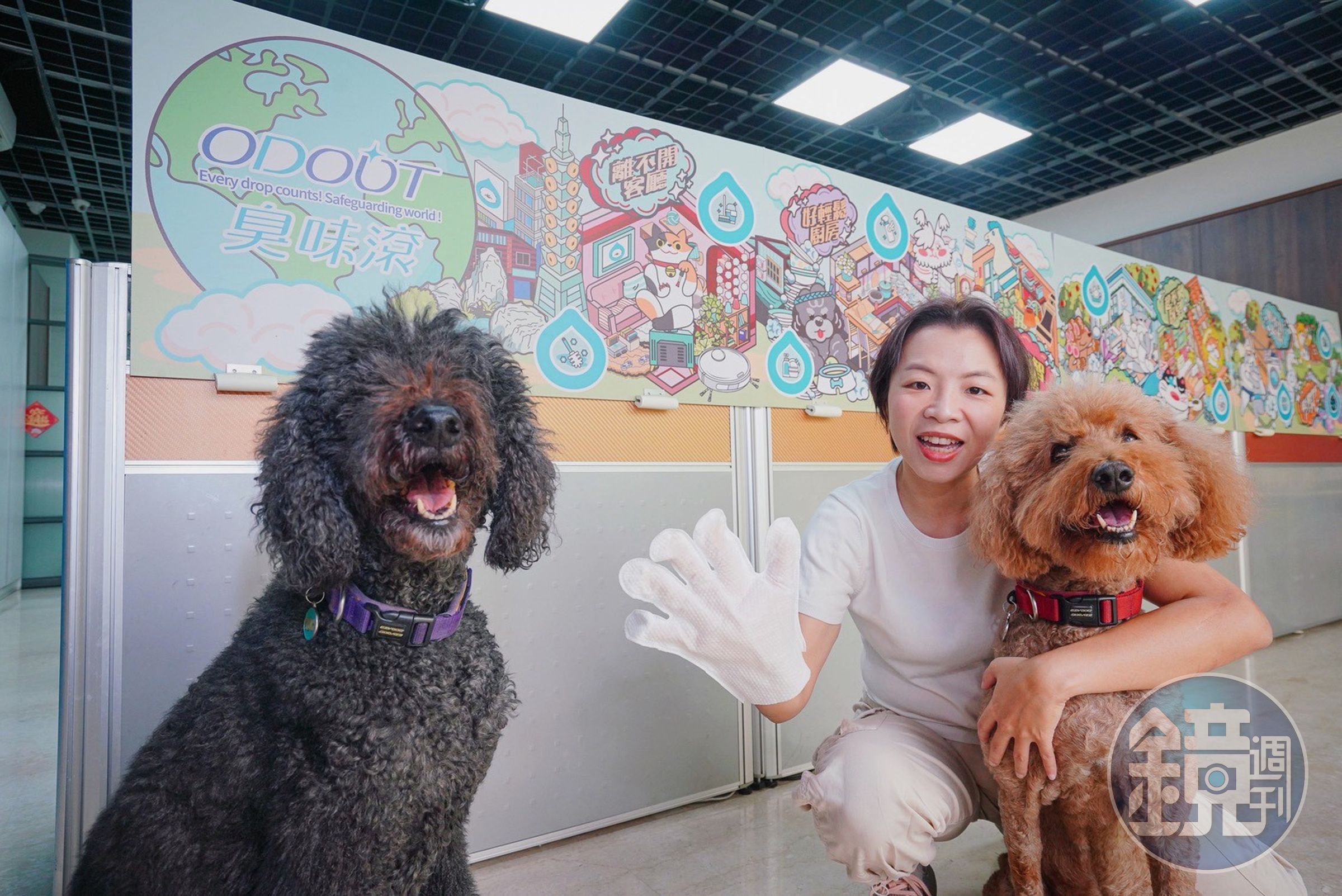 夏綾那把臭味滾從手作坊一路做成台灣寵物環境清潔用品第一品牌。已屆高齡的愛犬天天兵兵，從小跟著夏綾那一起到工廠上班，是最佳模特兒。