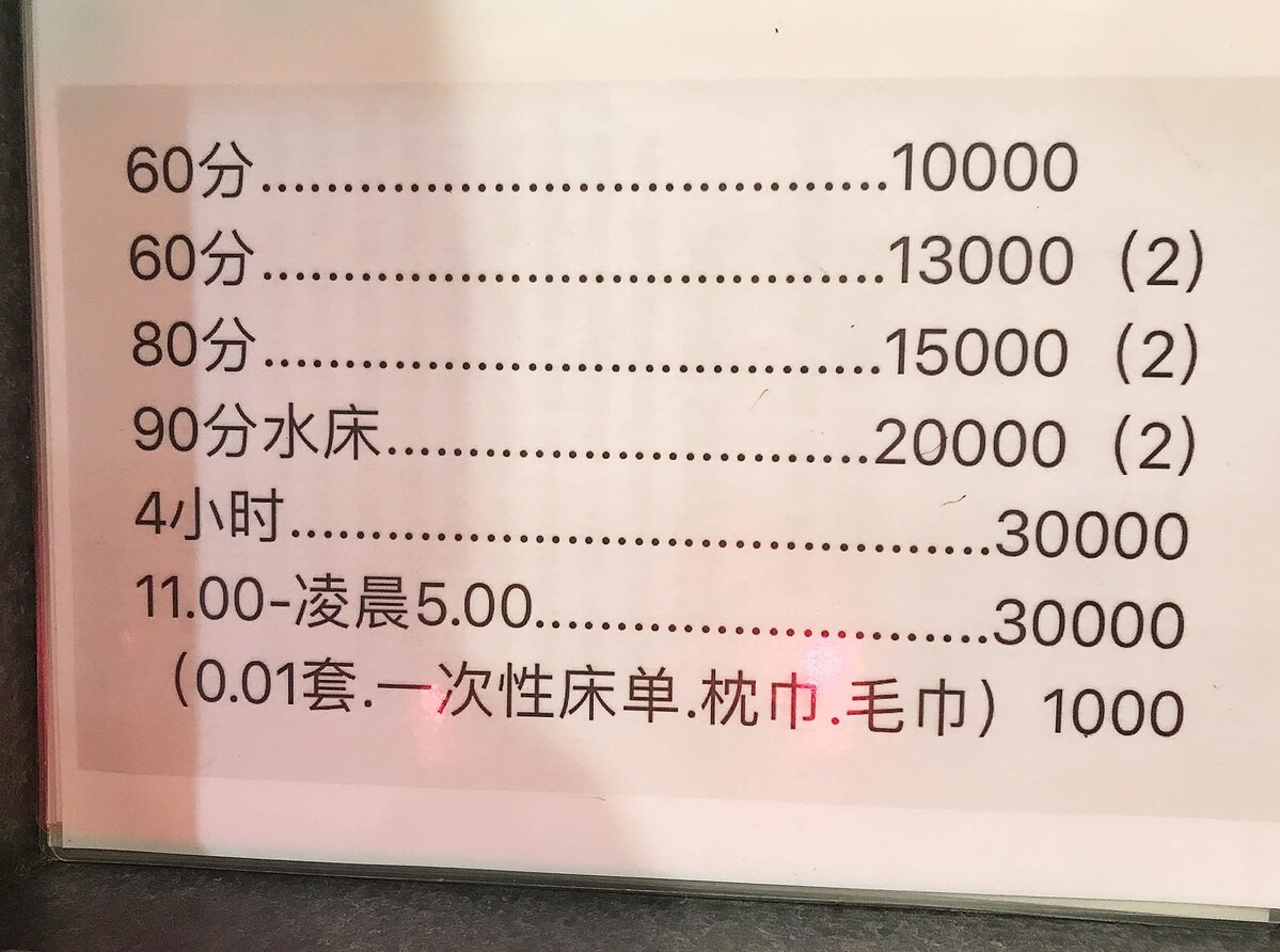 風俗店開出的價碼。(翻自livedoor)