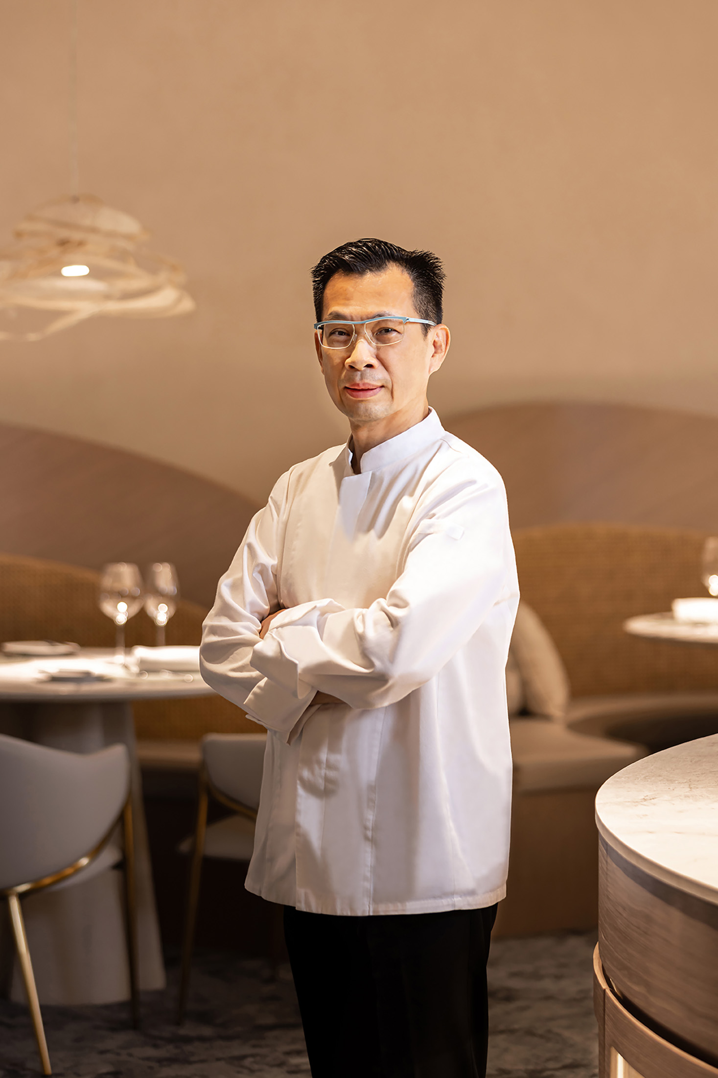 「THOMAS CHIEN Restaurant」廚藝總監簡天才以獨到的國際視野，為這場餐會帶來法式解構與重組思維，讓台菜在保有靈魂的同時，展現出更具未來感的優雅面貌。（欣葉．鐘菜提供）