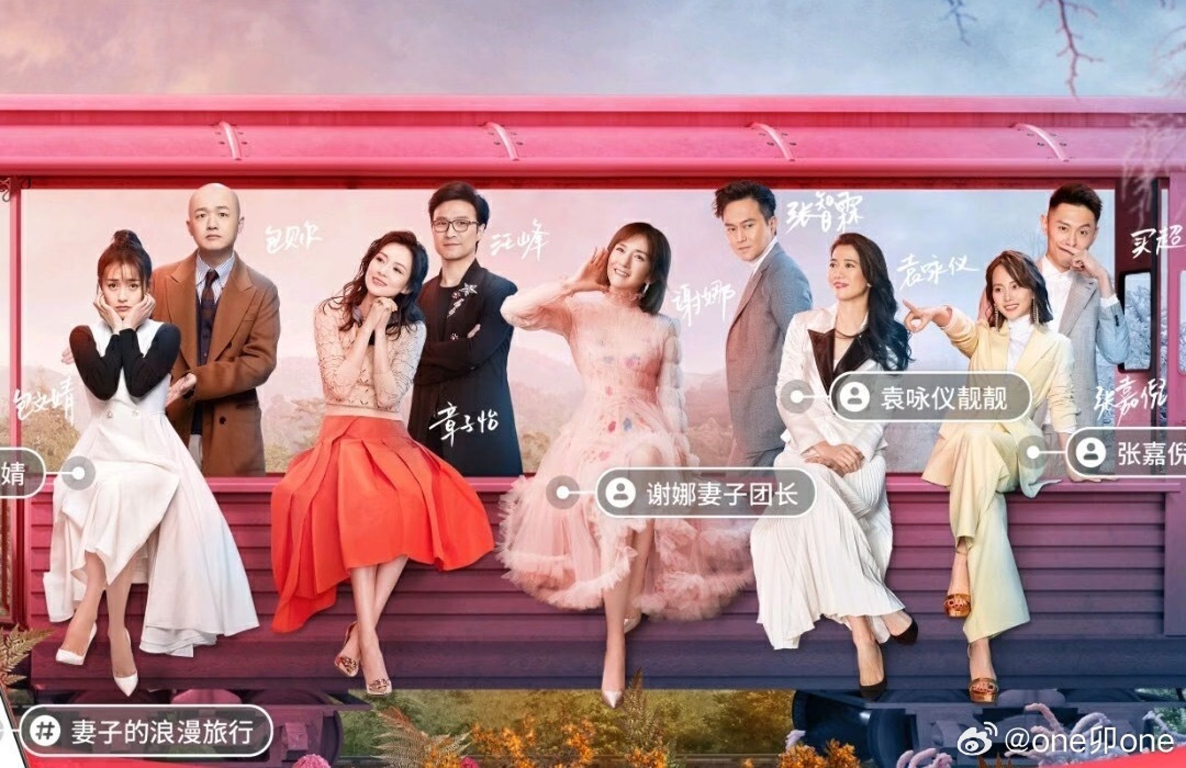 陸綜《妻子的浪漫旅行2》當初邀請4對恩愛夫妻節目,如今2對離婚、1對外遇,僅剩張智霖、袁詠儀夫妻倖存。(微博圖片)