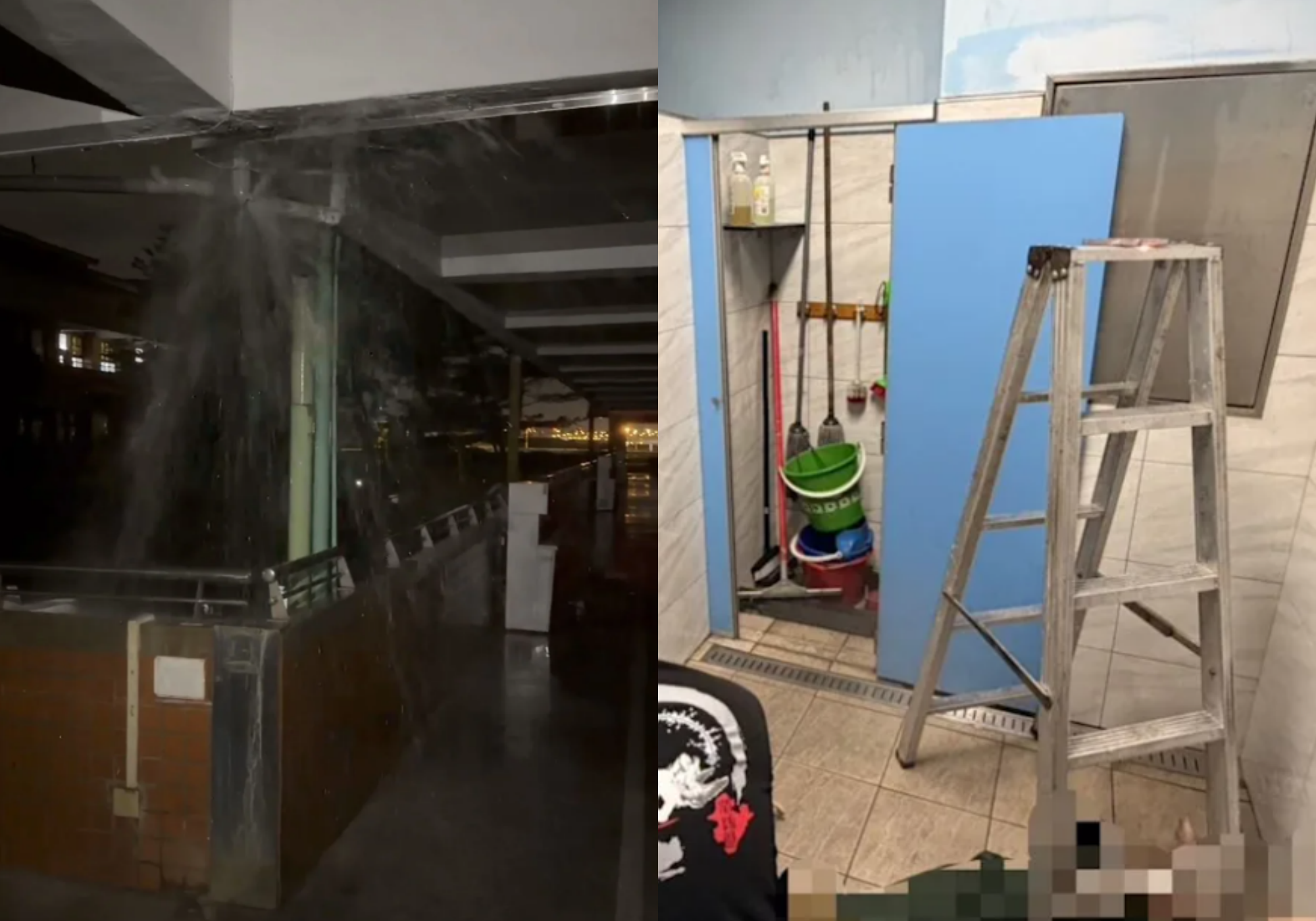 新北德音國小62歲工友深夜巡查漏水時，不慎摔落鋁梯不治。（翻攝畫面）